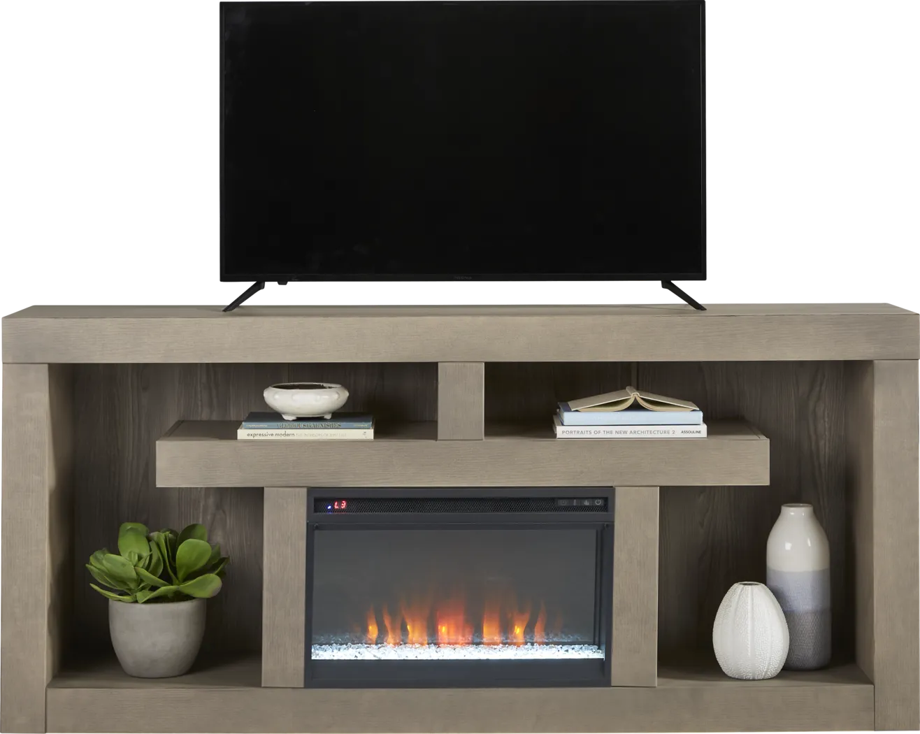 Brookland Park Gray 80 in. Console with Electric Fireplace - Thumbnail - Image 1