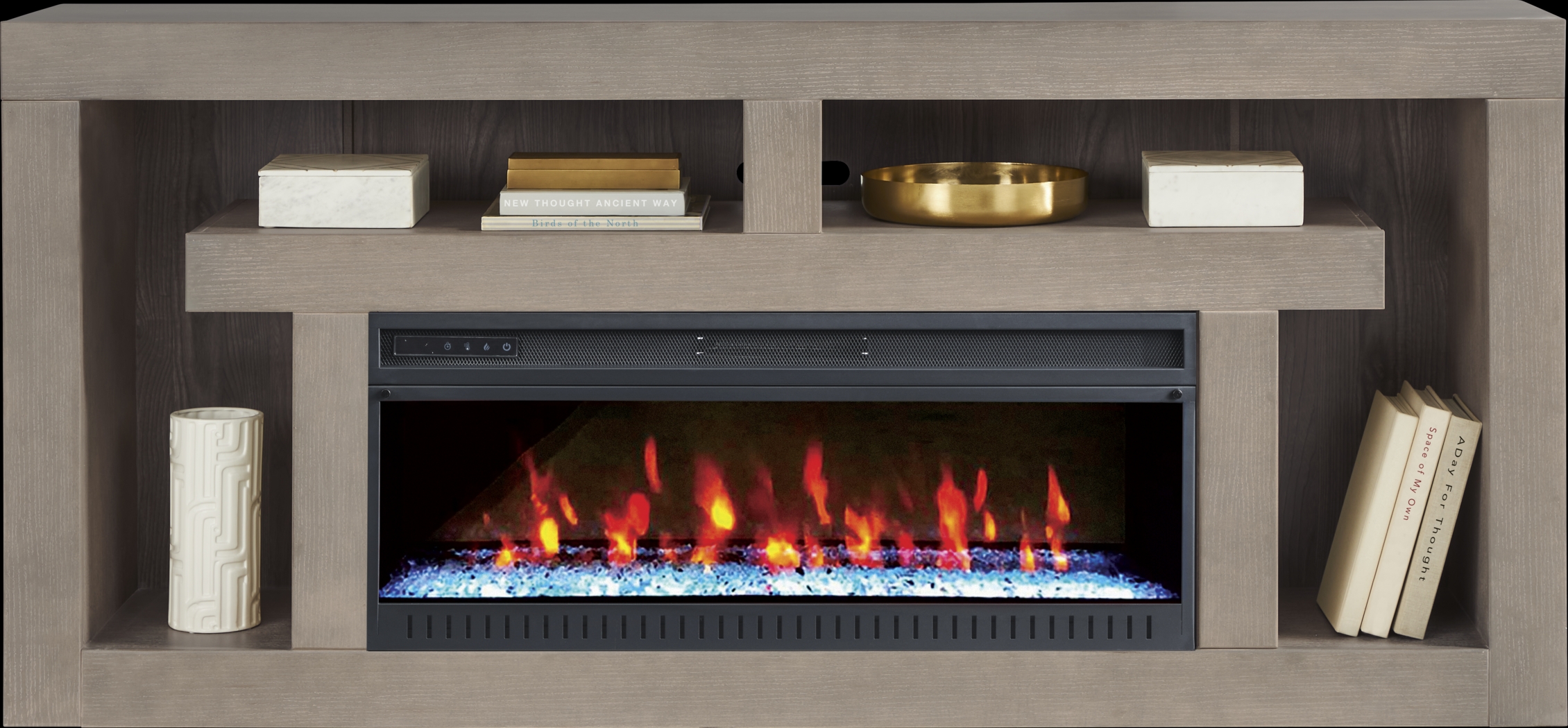 Brookland Park Gray 80 in. Console with Electric Fireplace - Thumbnail - Image 2