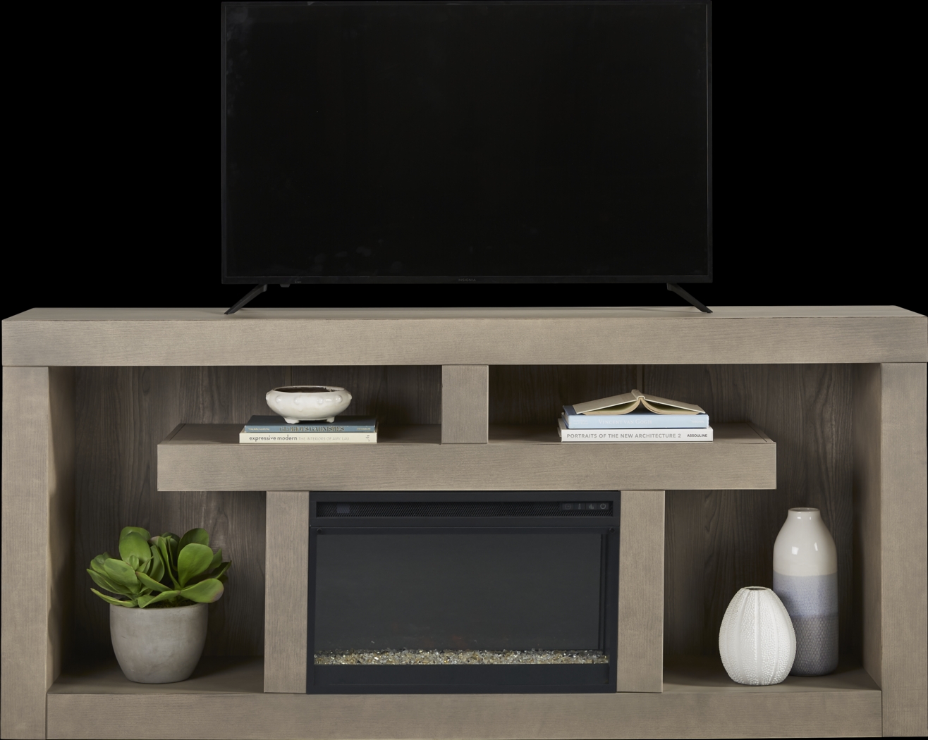 Brookland Park Gray 80 in. Console with Electric Fireplace - Thumbnail - Image 2