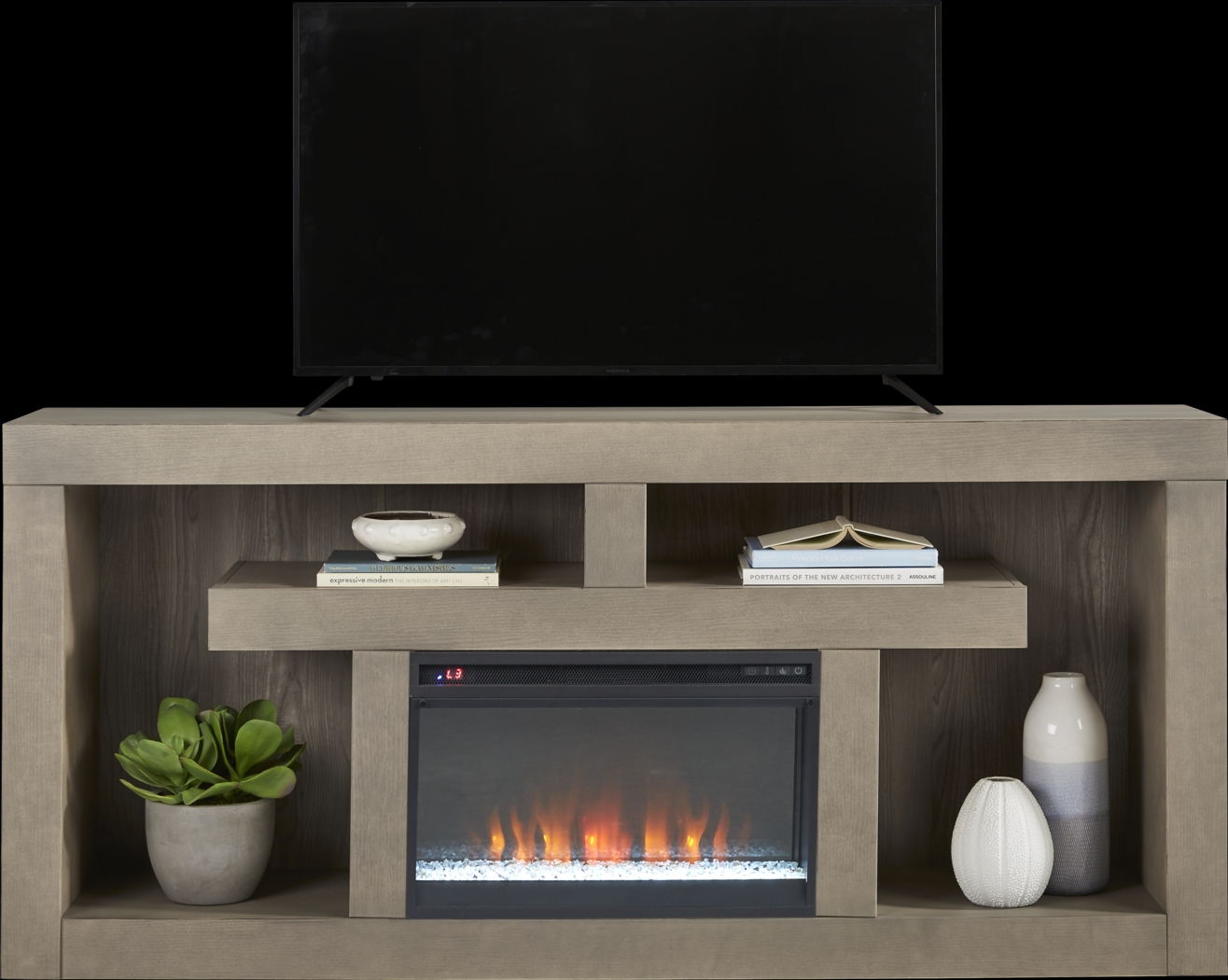 Brookland Park Gray 80 in. Console with Electric Fireplace - Thumbnail - Image 1