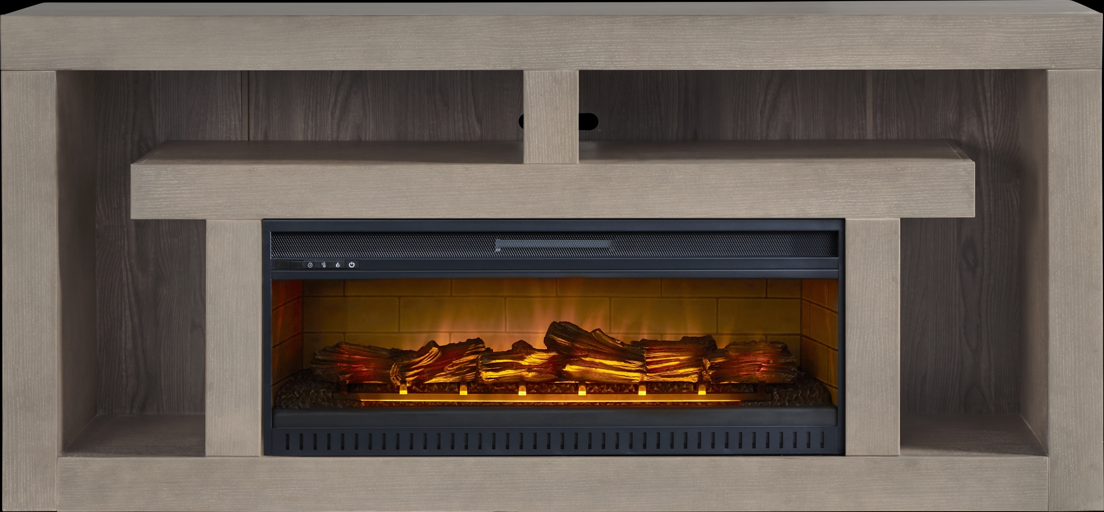 Brookland Park Gray 80 in. Console with Electric Log Fireplace - Thumbnail - Image 1