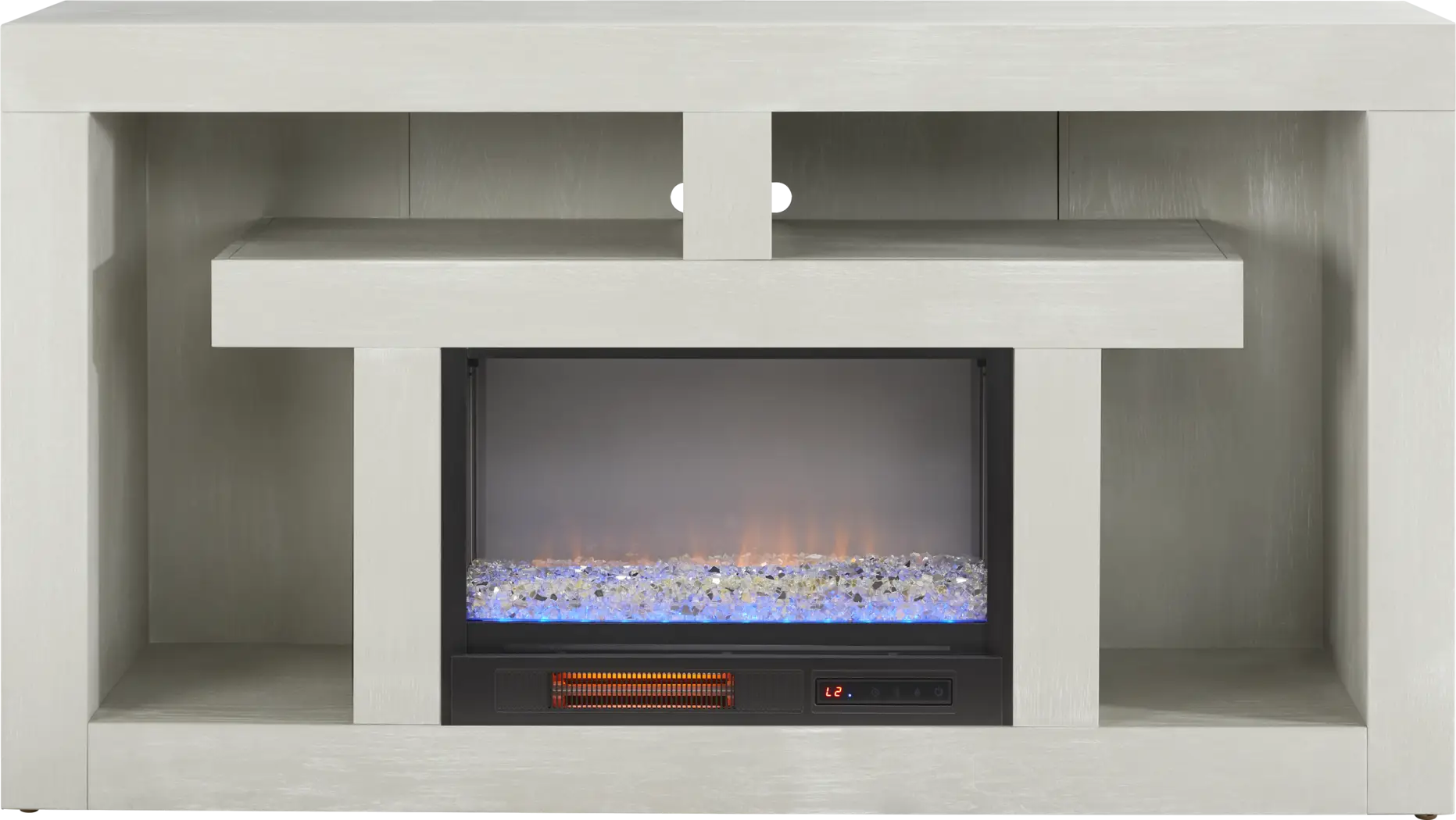 Brookland Park Light Gray 66 in. Console with Electric Fireplace - Thumbnail - Image 1