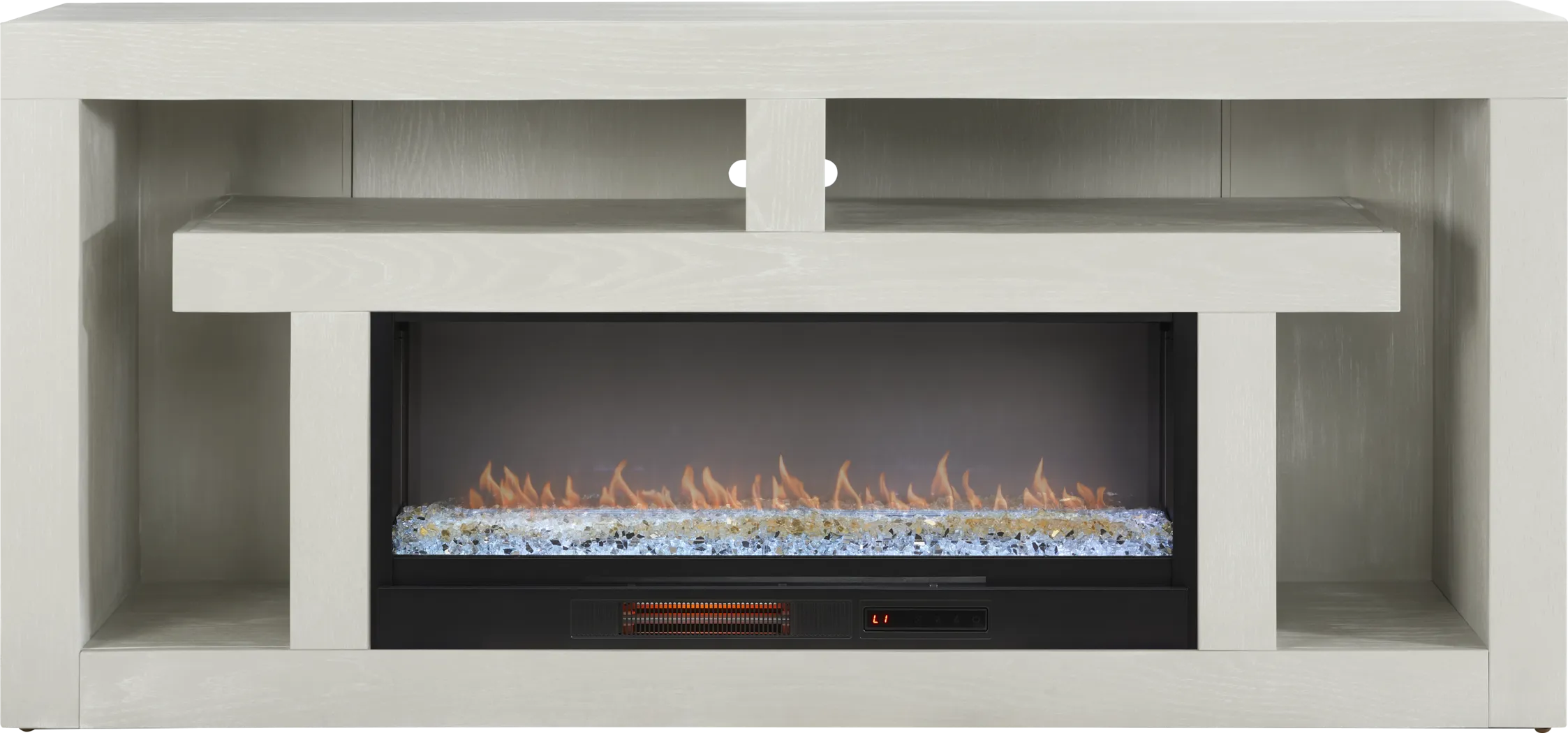 Brookland Park Light Gray 80 in. Console with Electric Fireplace - Thumbnail - Image 1