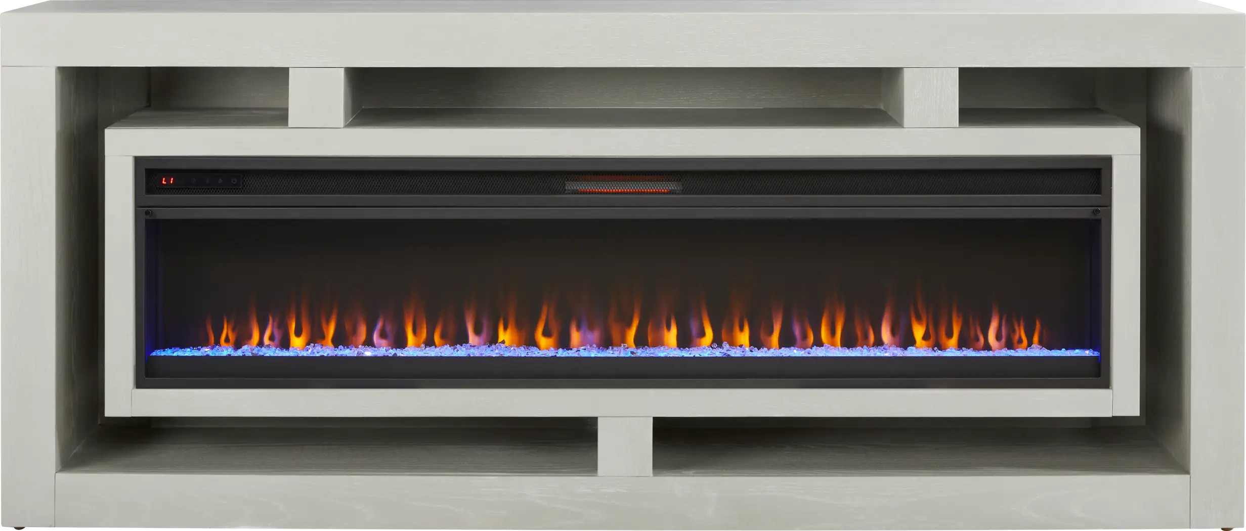 Brookland Park Light Gray 91 in. Console with Electric Fireplace - Thumbnail - Image 1