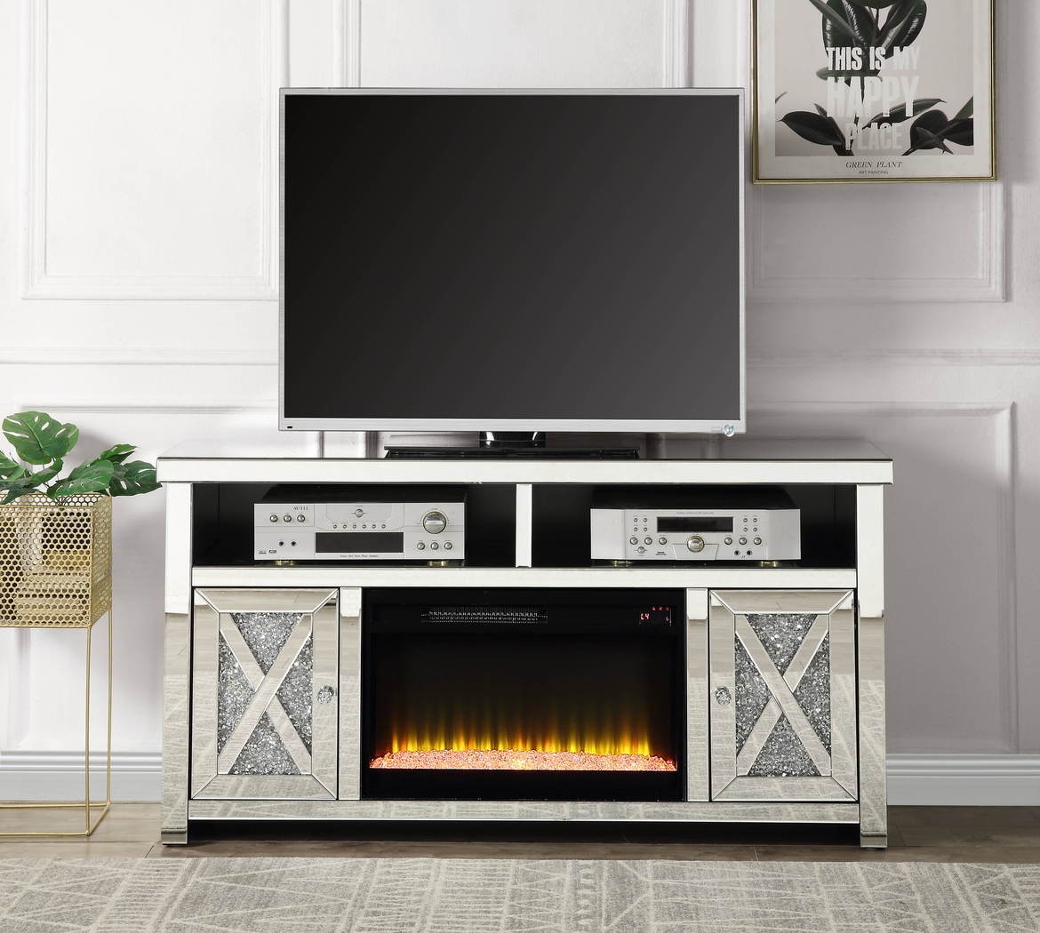 Brookley Silver 59 in. Console, With Electric Fireplace - Thumbnail - Image 2