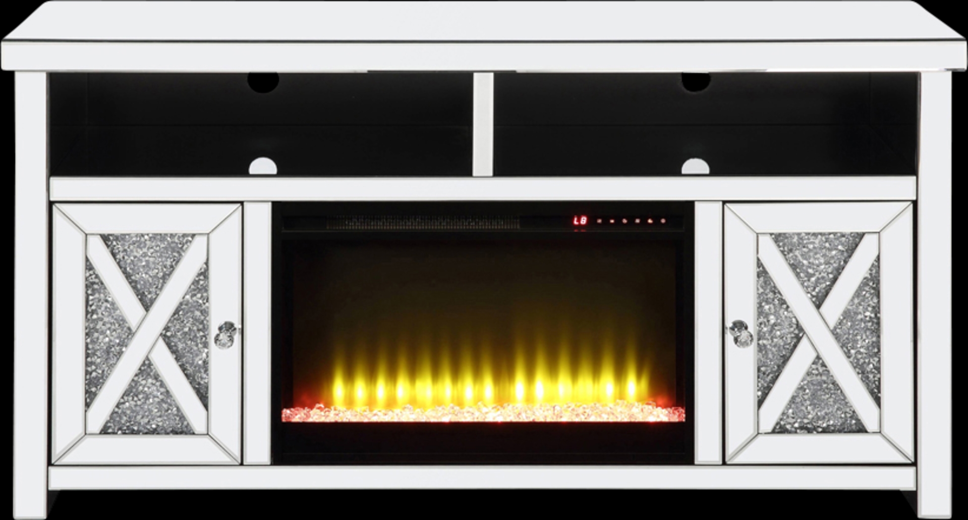 Brookley Silver 59 in. Console, With Electric Fireplace - Thumbnail - Image 1