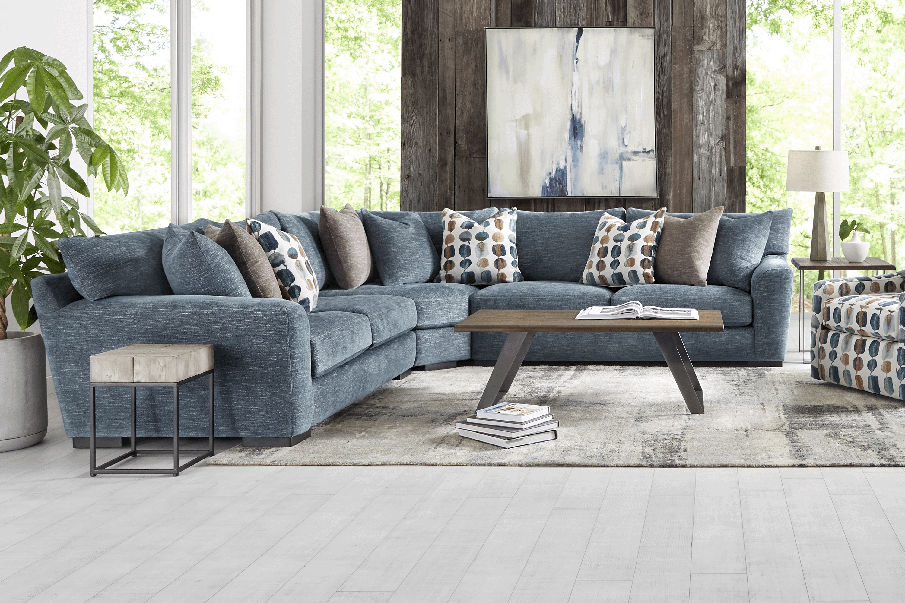 Brooklyn Gardens Blue 3pc Sectional - Thumbnail - Image 2