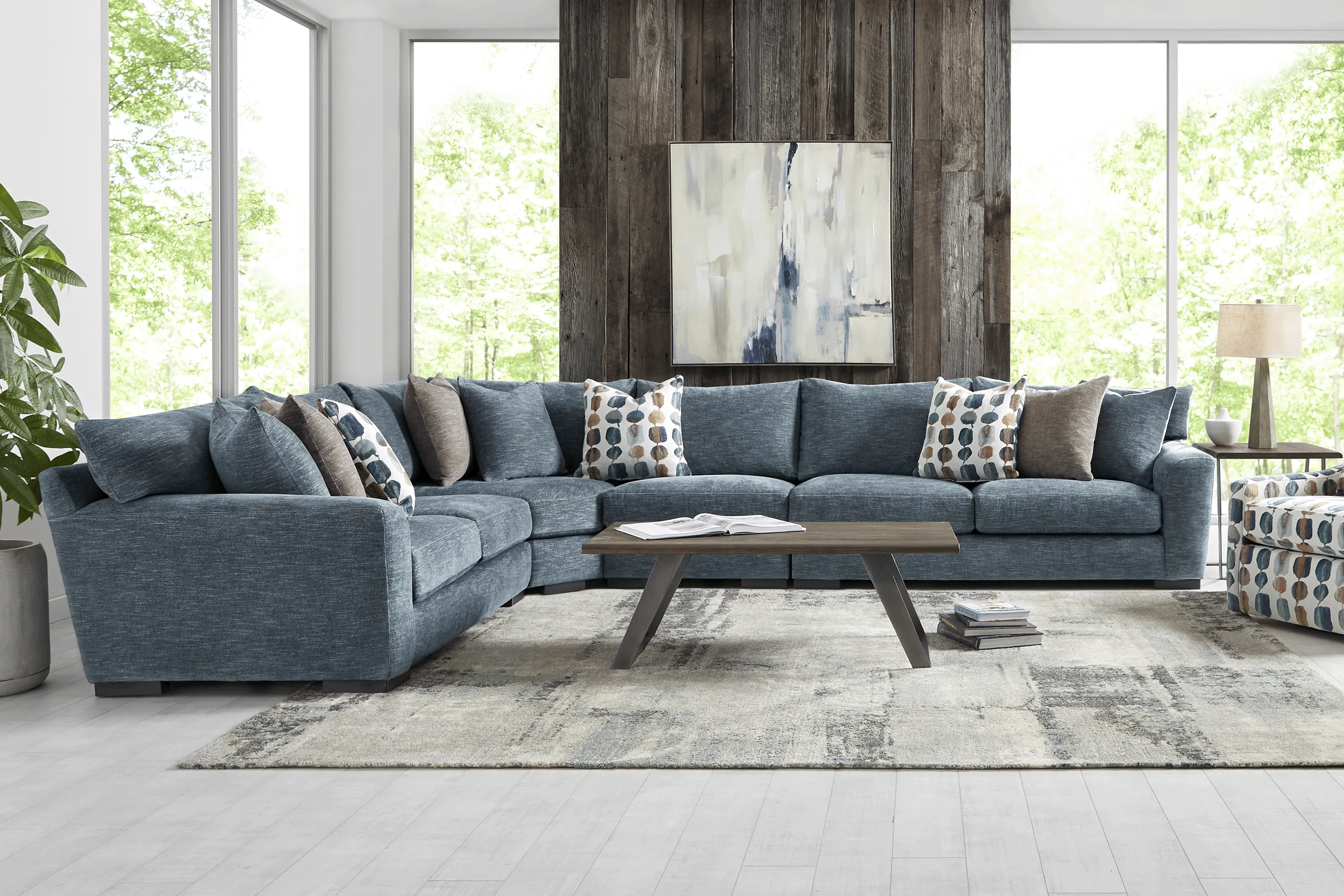 Brooklyn Gardens Blue 7 Pc Sectional Living Room - Thumbnail - Image 1