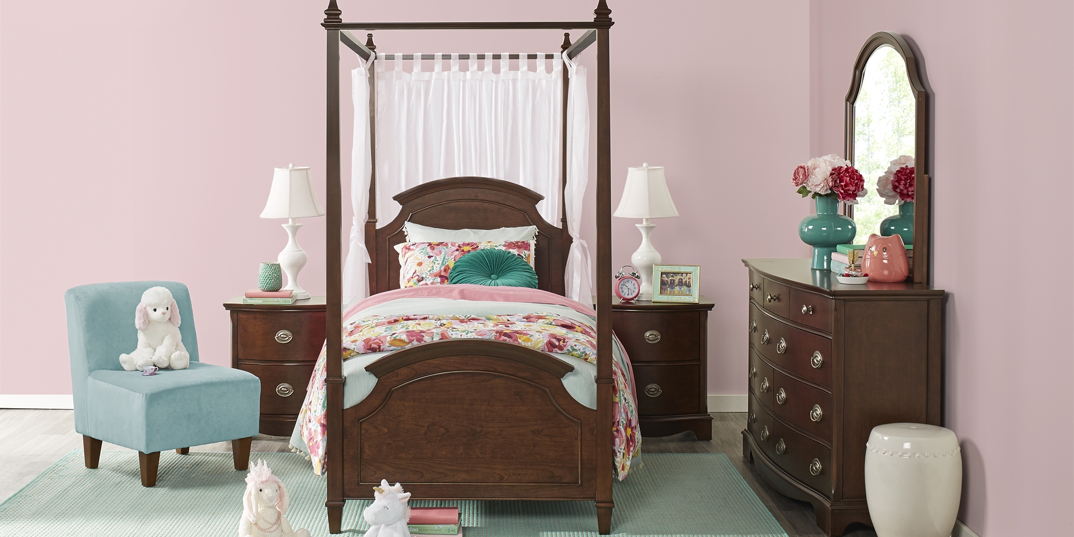 Kids Brooklyn Lane Cherry 6 Pc Twin Canopy Bedroom - Thumbnail - Image 1