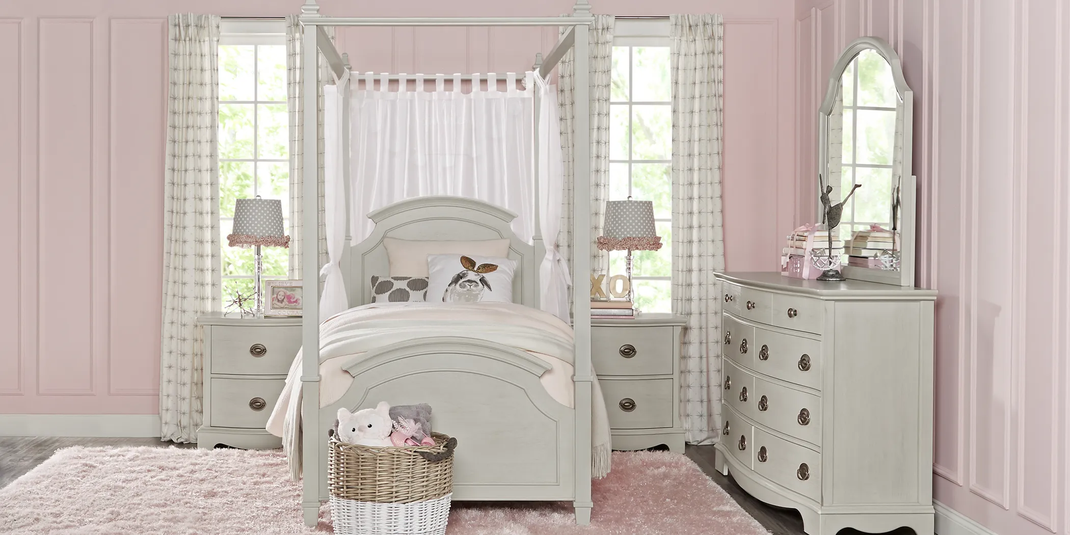 Kids Brooklyn Lane Gray 4 Pc Twin Canopy Bed - Thumbnail - Image 2