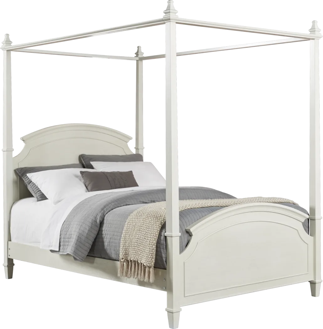 Brooklyn Lane White 4 Pc Full Canopy Bed - Thumbnail - Image 1