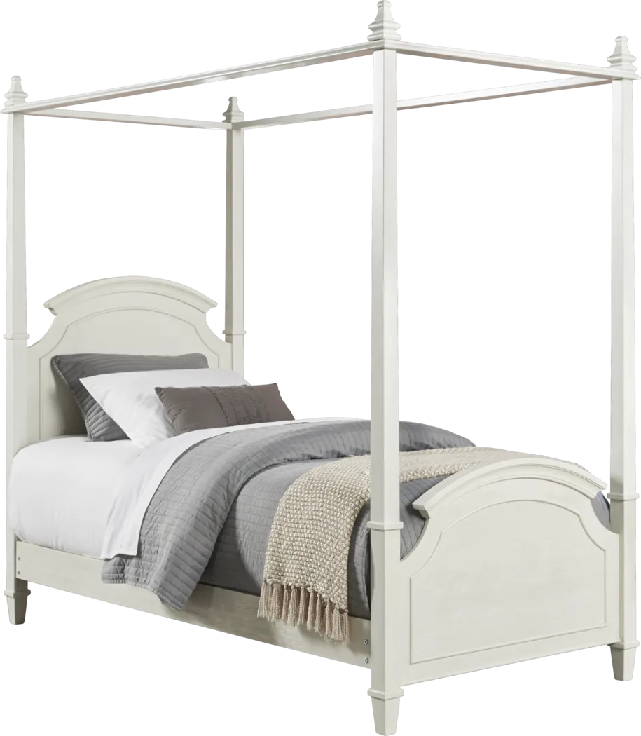 Brooklyn Lane White 4 Pc Twin Canopy Bed - Thumbnail - Image 1