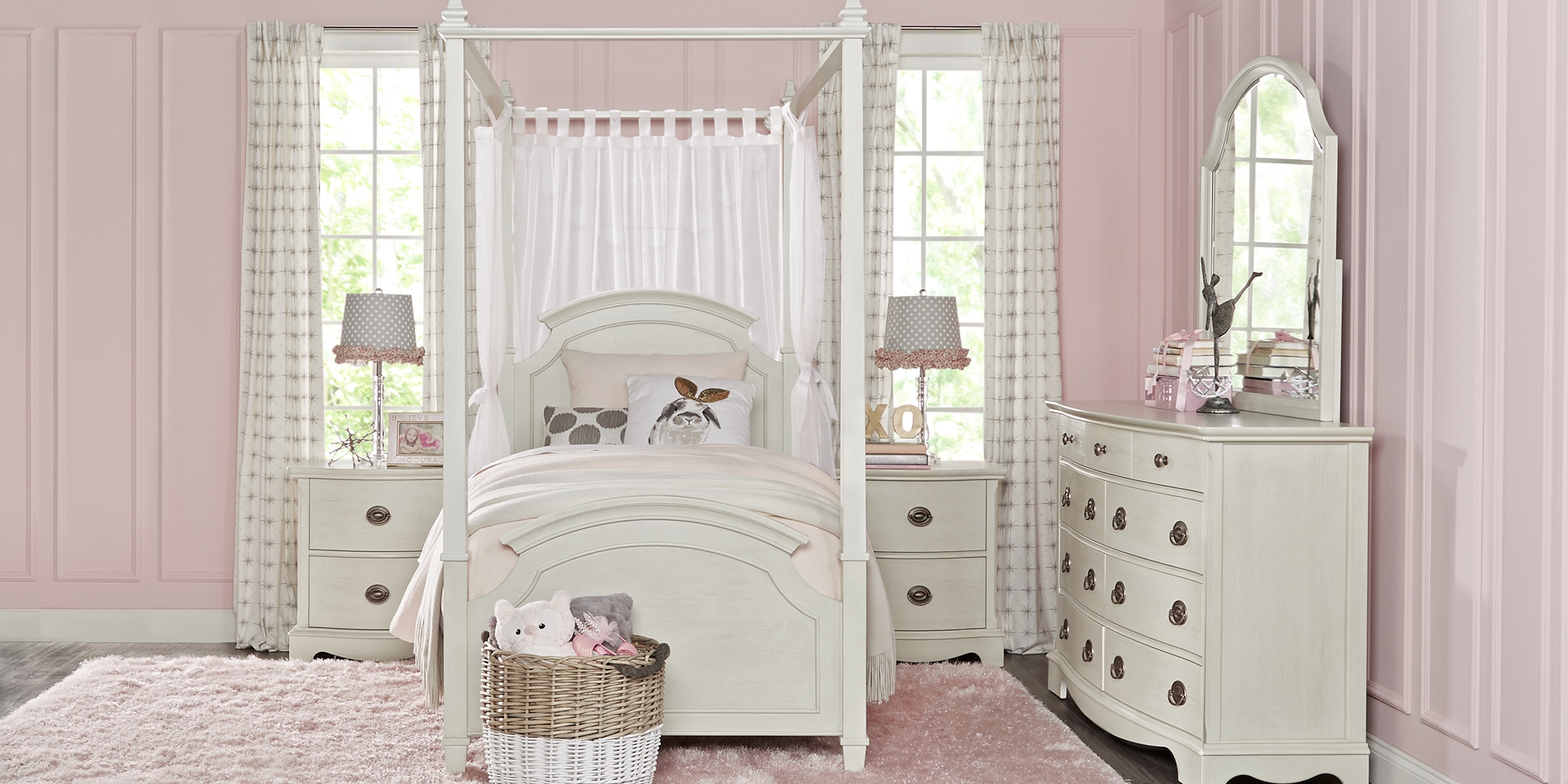Kids Brooklyn Lane White 6 Pc Twin Canopy Bedroom - Thumbnail - Image 1