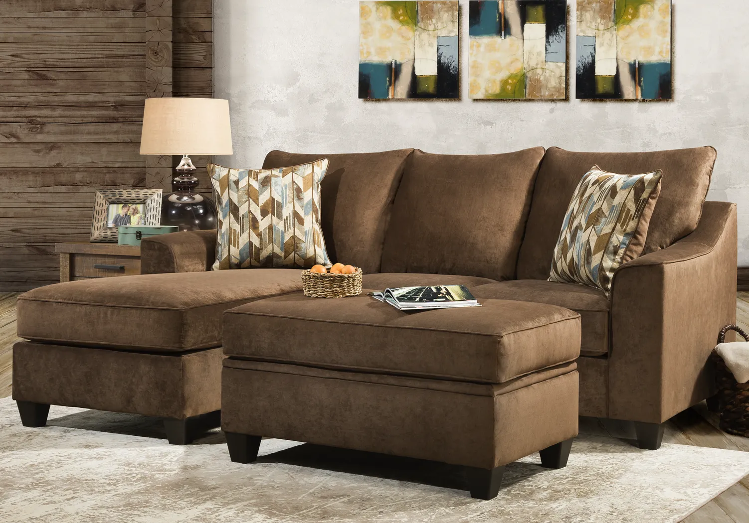 Brooksville Chocolate 3 Pc Sectional Living Room - Thumbnail - Image 1