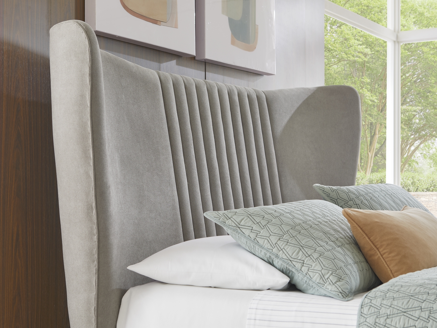 Broxbern Walnut 5 Pc Queen Upholstered Bedroom - Thumbnail - Image 4