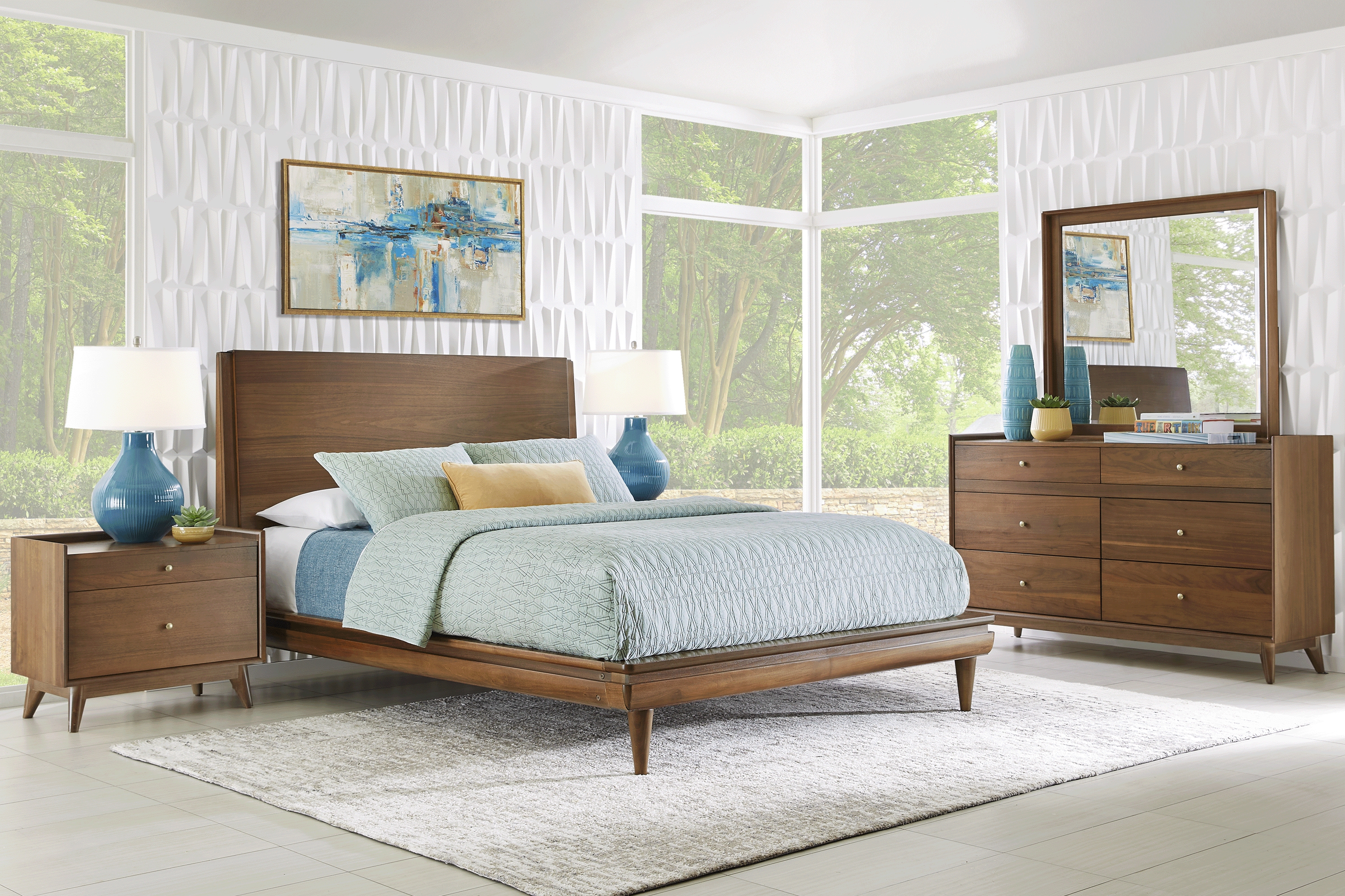 Broxbern Walnut 5 Pc Queen Platform Bedroom - Thumbnail - Image 1