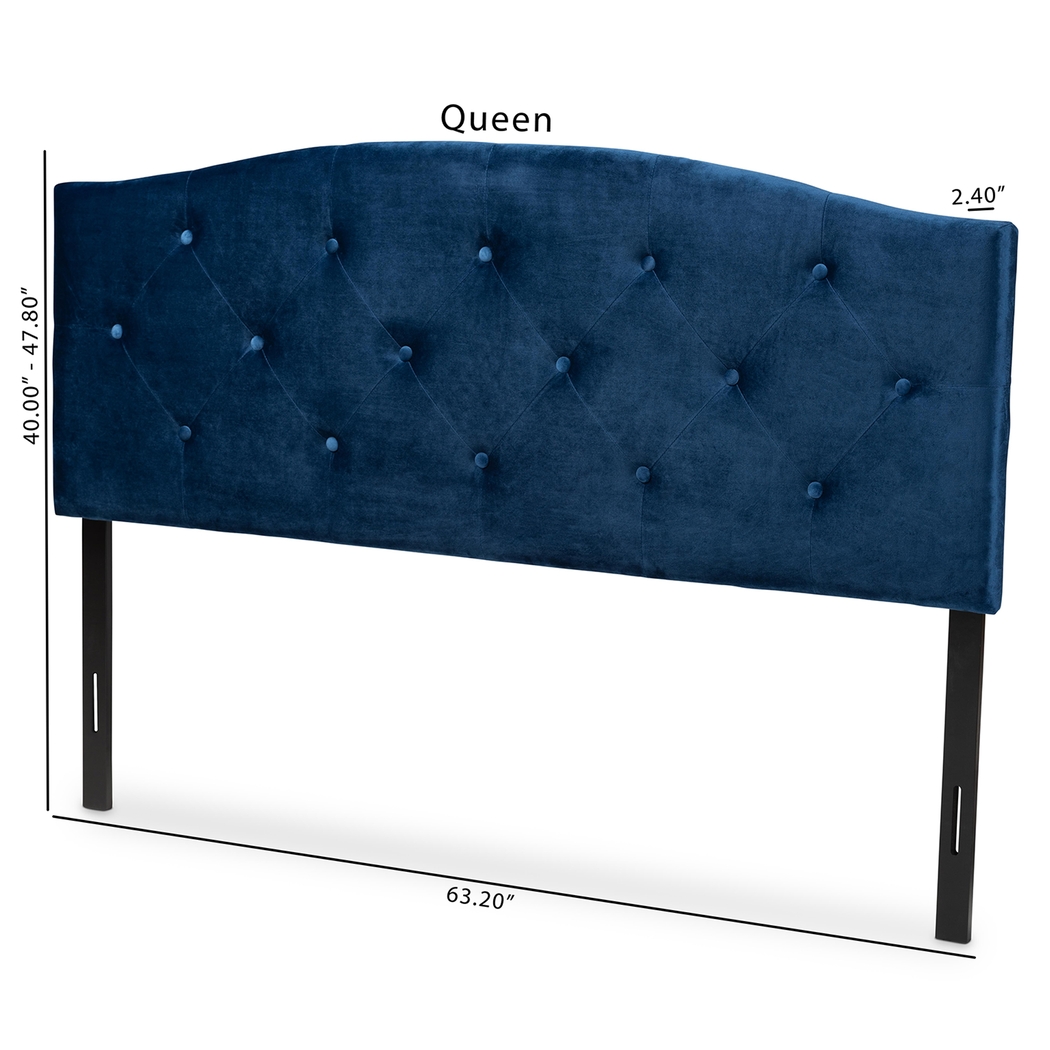 Broxbourne Navy Blue Queen Upholstered Headboard - Thumbnail - Image 5