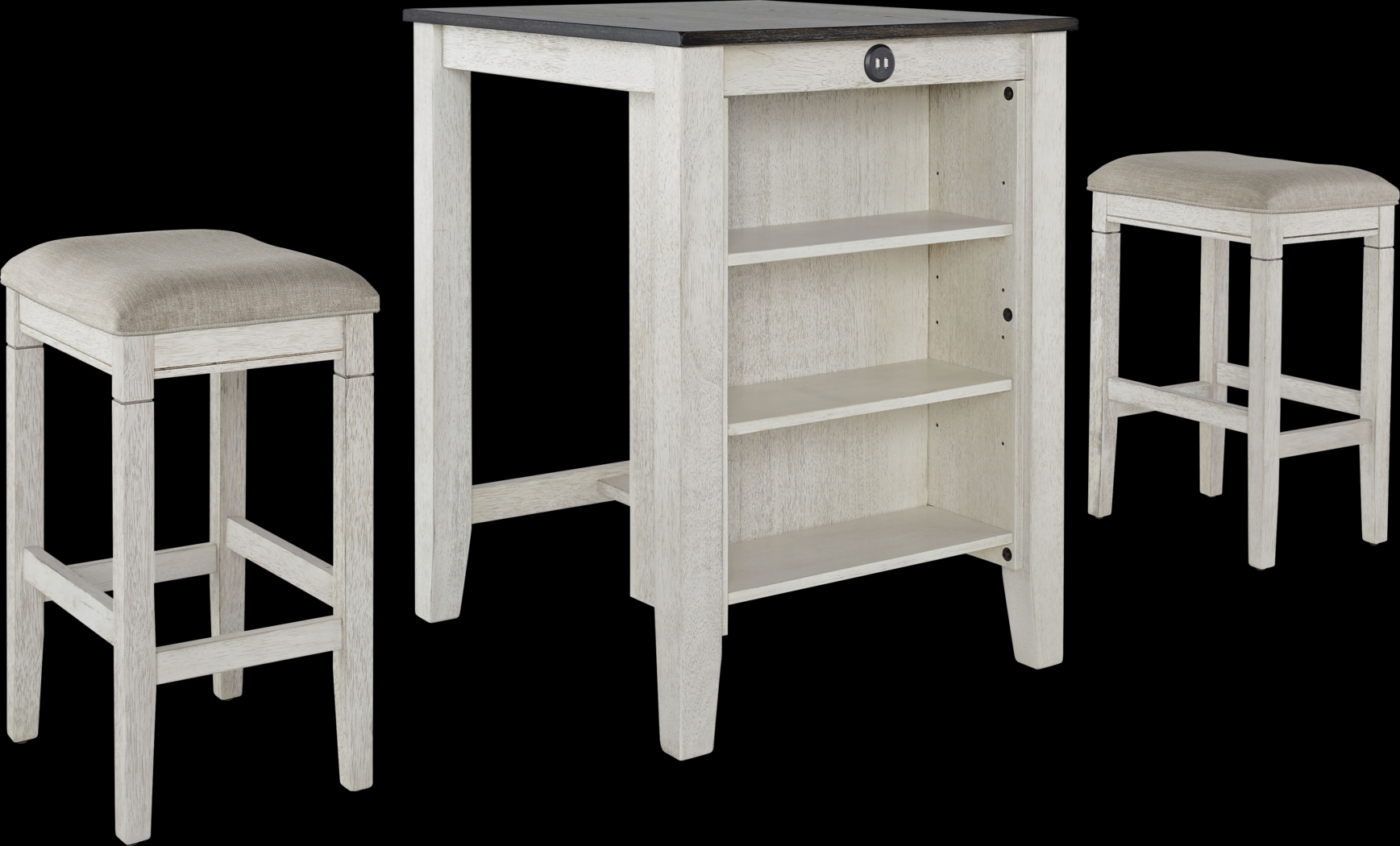 Brozio White Counter Table with 2 Stools - Thumbnail - Image 1
