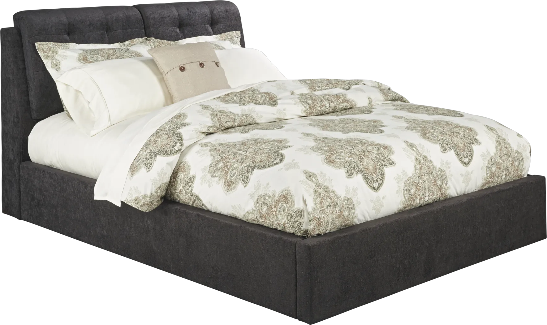 Brunetti Black 3 Pc King Upholstered Bed with Storage Headboard - Thumbnail - Image 1