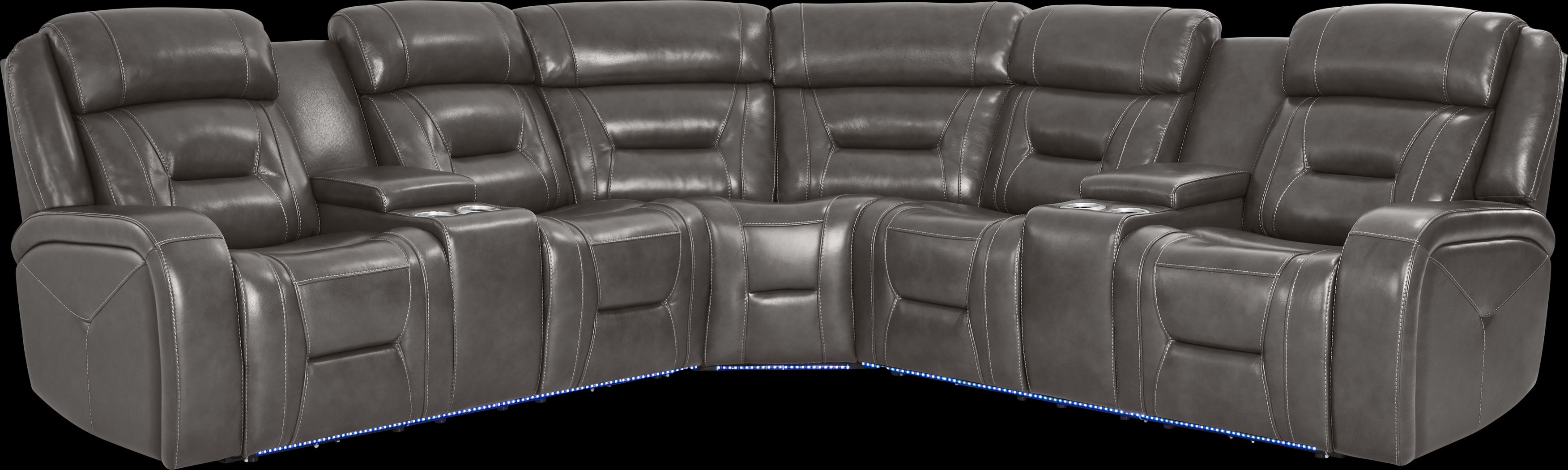 Brunswick Dark Gray Leather 3 Pc Dual Power Reclining Sectional - Thumbnail - Image 3