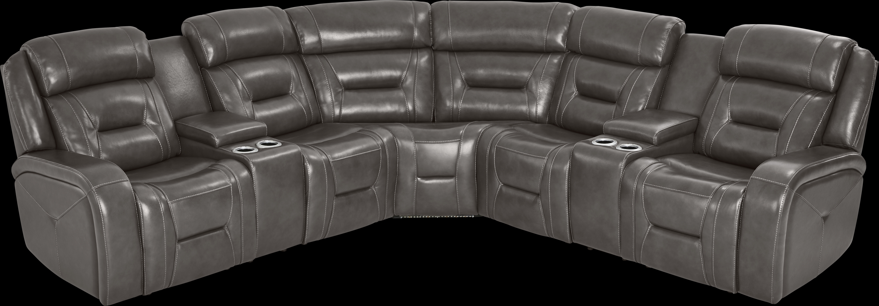 Brunswick Dark Gray Leather 3 Pc Dual Power Reclining Sectional - Thumbnail - Image 4