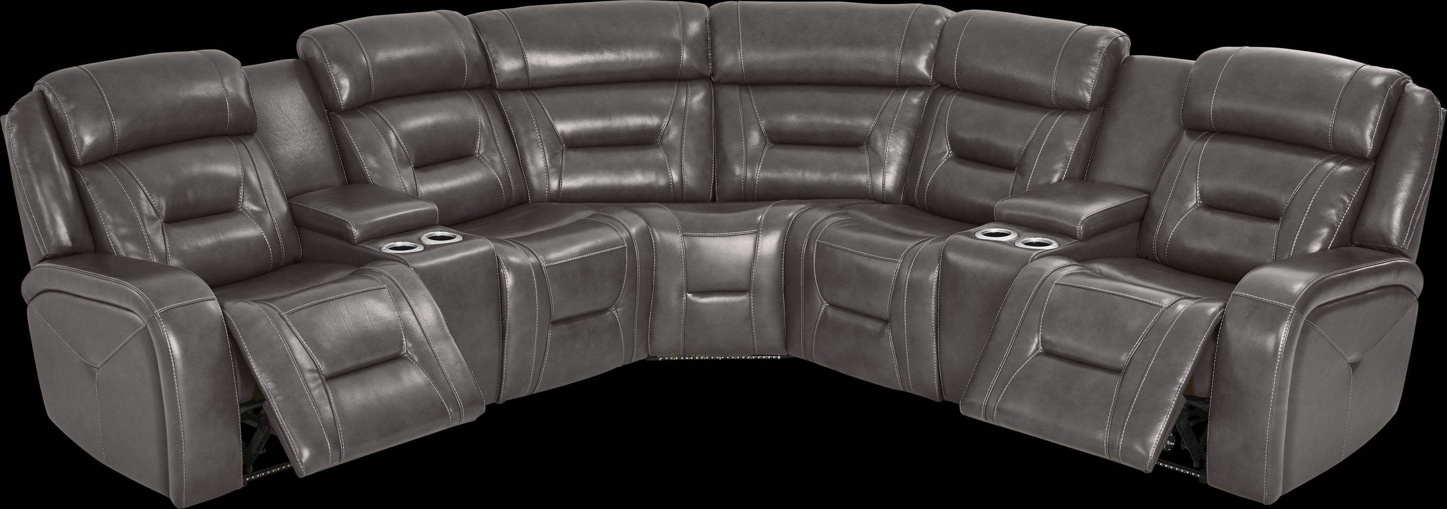 Brunswick Dark Gray Leather 6 Pc Dual Power Reclining Sectional Living Room - Thumbnail - Image 6