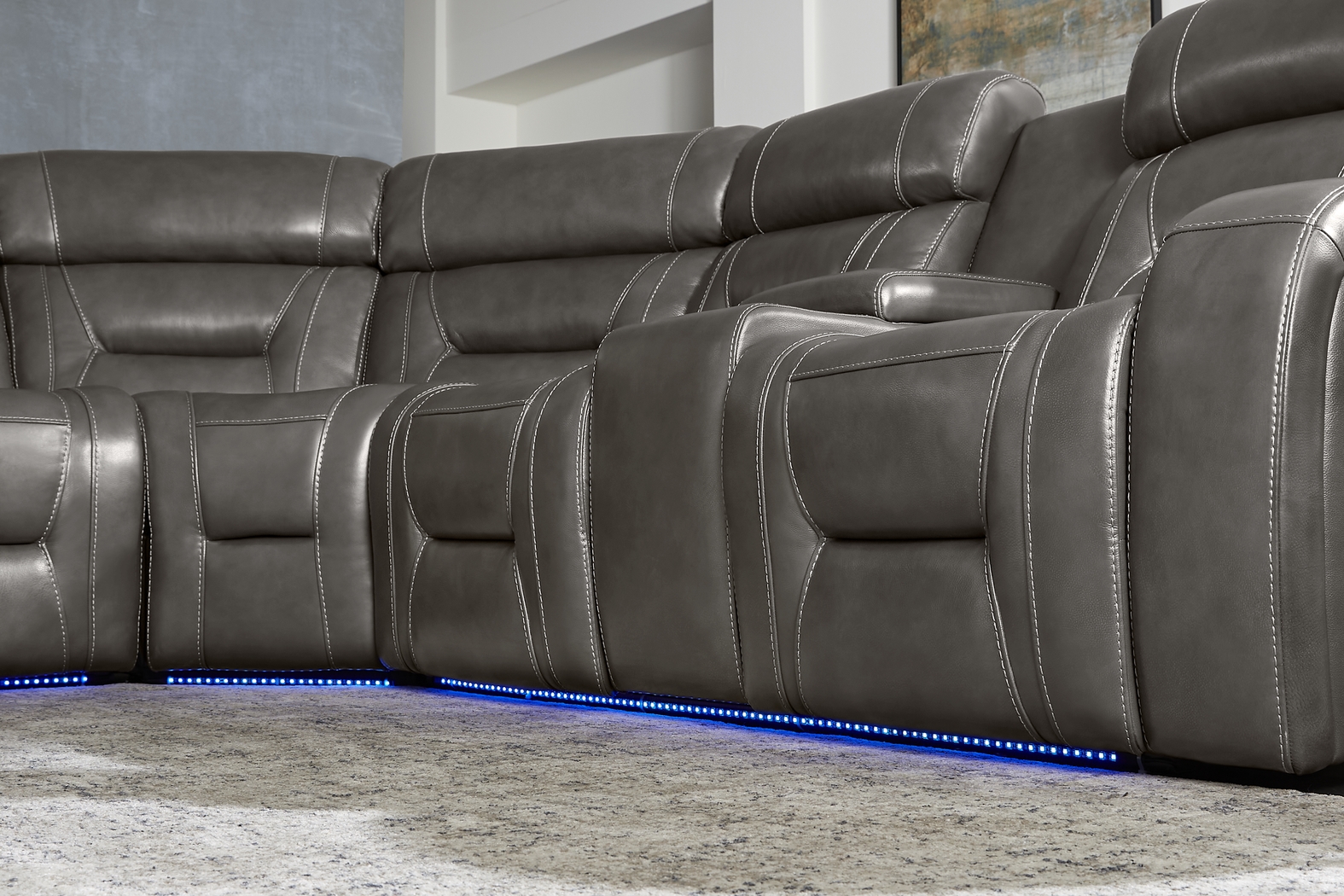 Brunswick Dark Gray Leather 6 Pc Dual Power Reclining Sectional Living Room - Thumbnail - Image 8