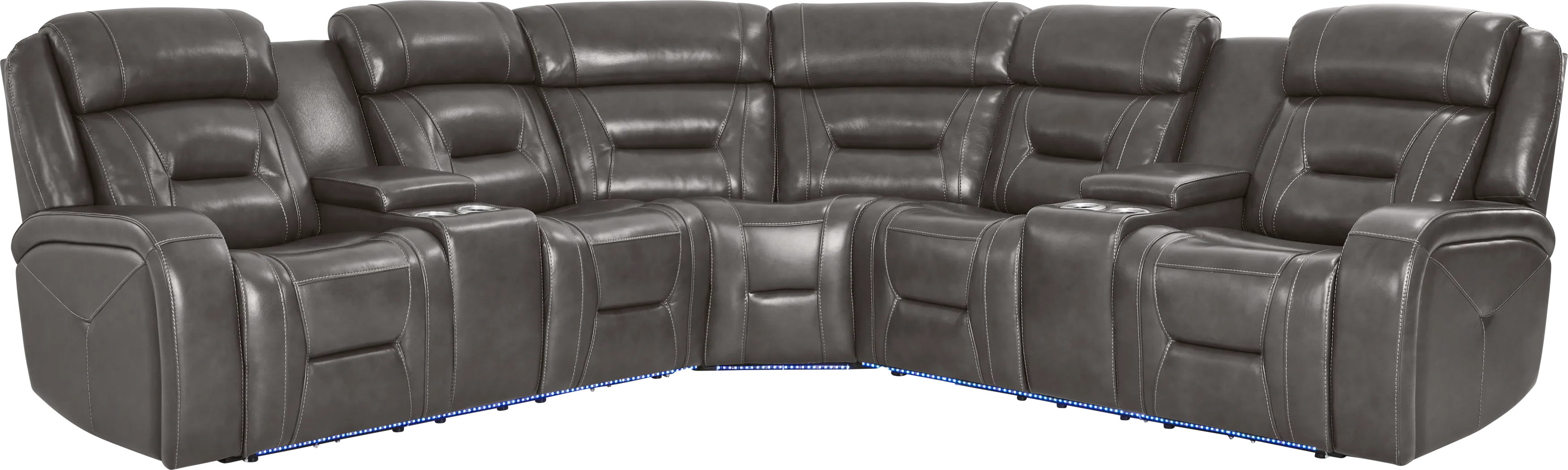 Brunswick Dark Gray Leather 3 Pc Dual Power Reclining Sectional - Thumbnail - Image 3