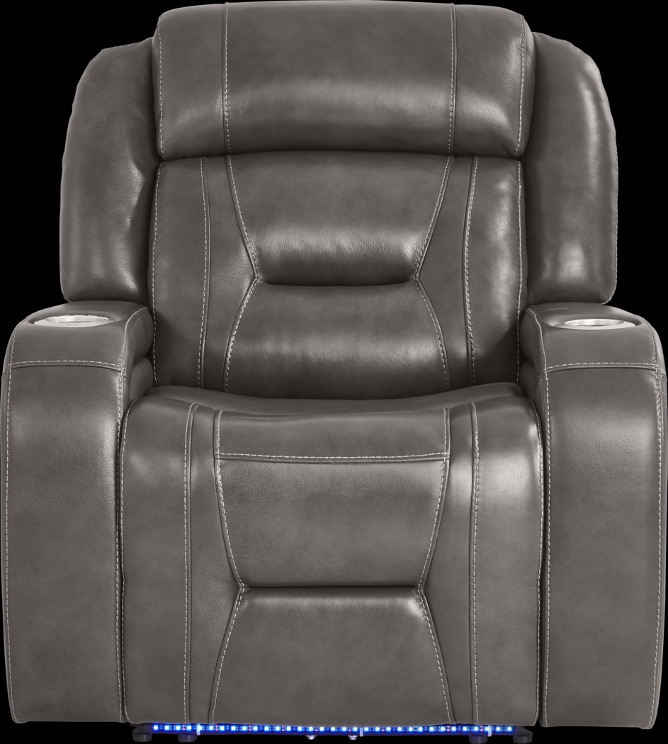 Brunswick Dark Gray Leather Dual Power Recliner - Thumbnail - Image 3