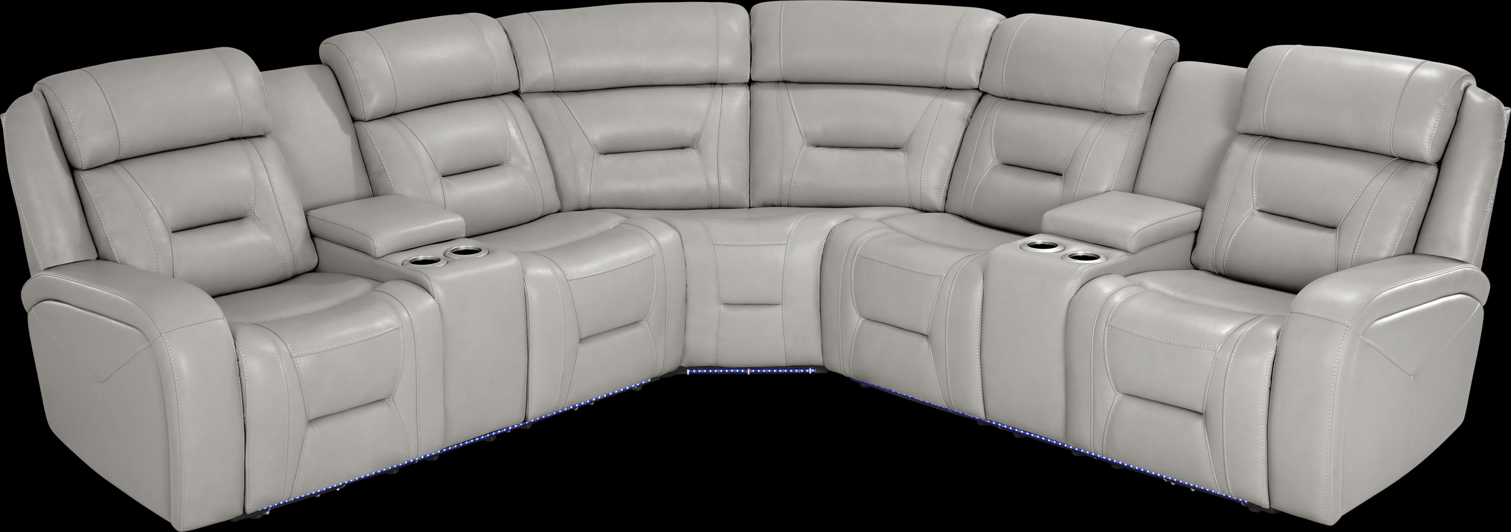 Brunswick Light Gray Leather 6 Pc Dual Power Reclining Sectional Living Room - Thumbnail - Image 4