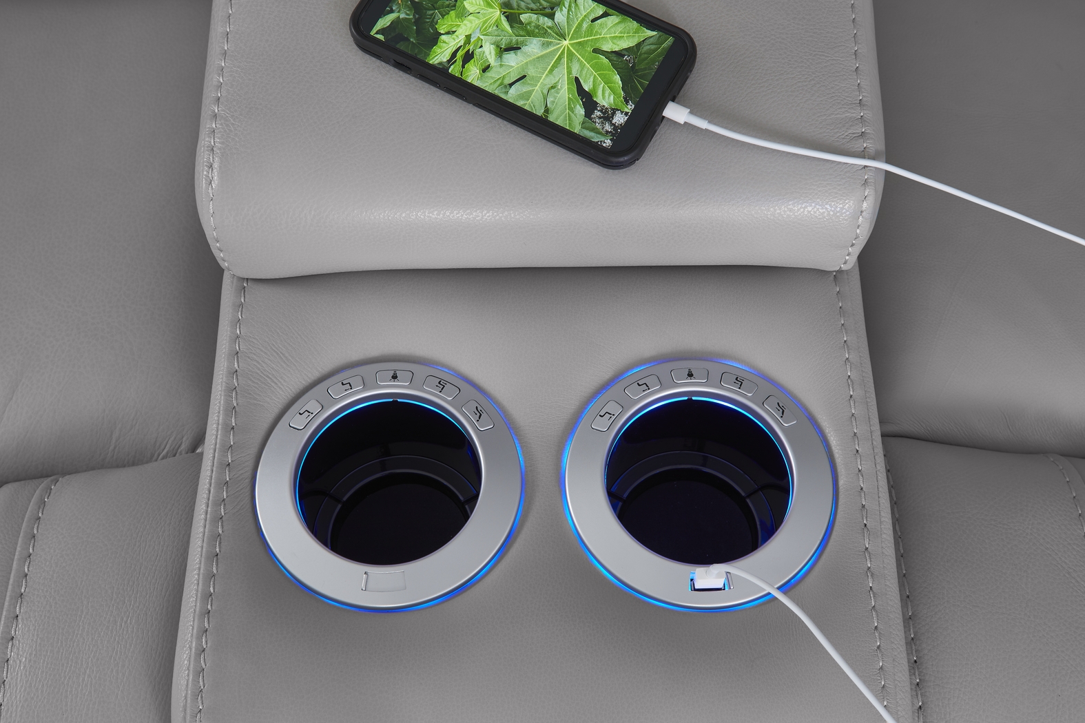 Brunswick Light Gray Leather 6 Pc Dual Power Reclining Sectional Living Room - Thumbnail - Image 11