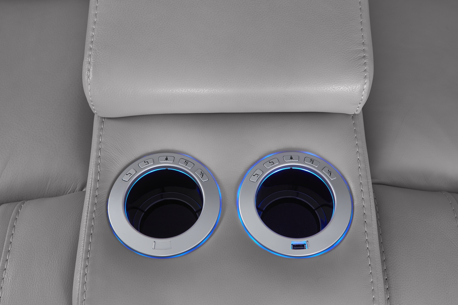 Brunswick Light Gray Leather 6 Pc Dual Power Reclining Sectional Living Room - Thumbnail - Image 10