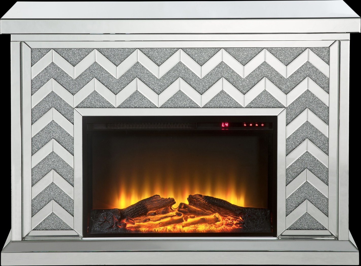 Brushlake Silver 48 in. Console, With Electric Fireplace - Thumbnail - Image 1