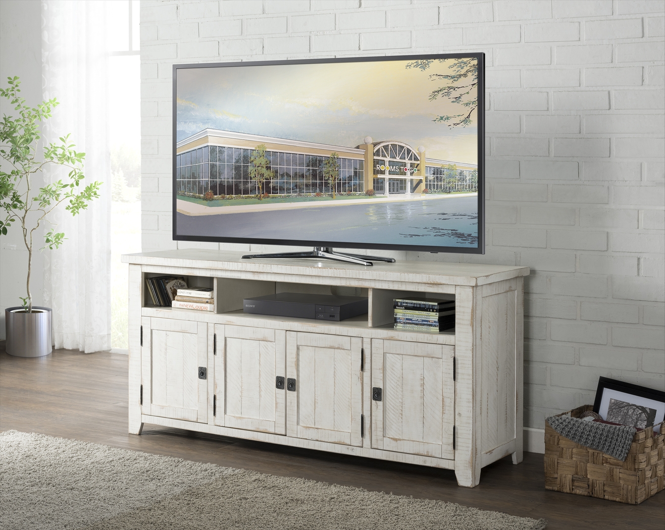 Bryn Avenue Off-White 65 in. Console - Thumbnail - Image 3