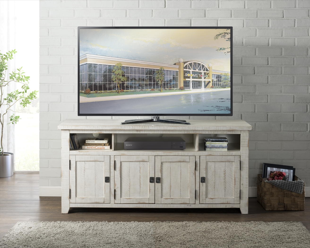 Bryn Avenue Off-White 65 in. Console - Thumbnail - Image 4