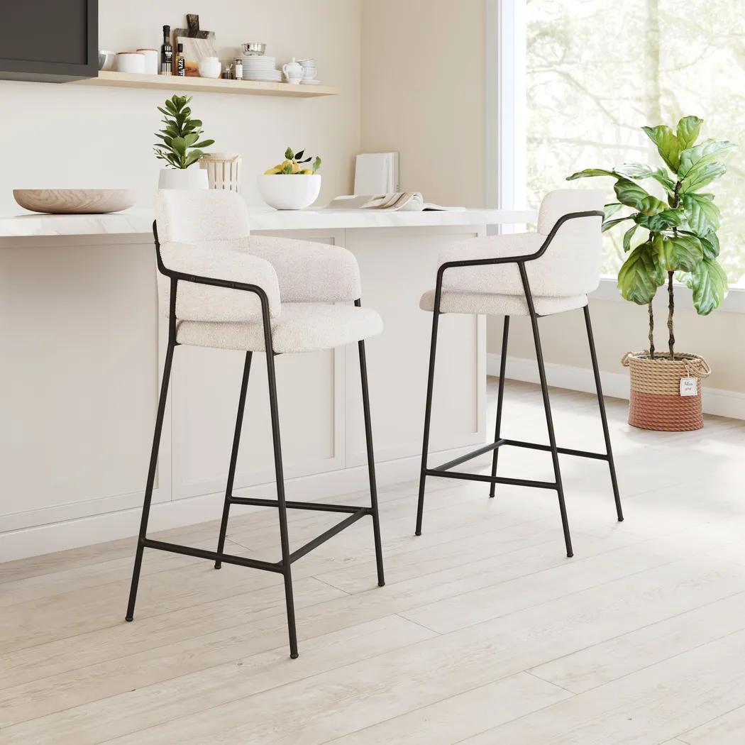 Brynns White Barstool, Set of 2 - Thumbnail - Image 2