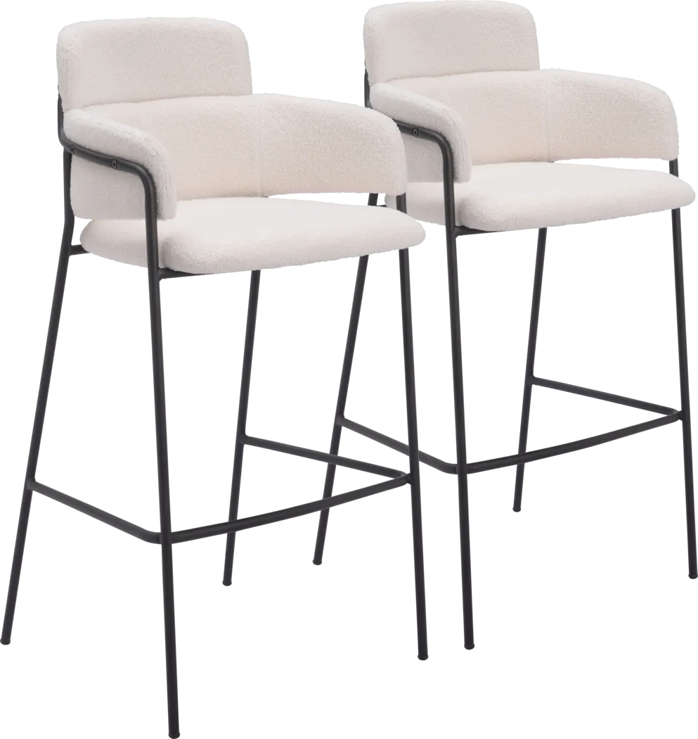 Brynns White Barstool, Set of 2 - Thumbnail - Image 1