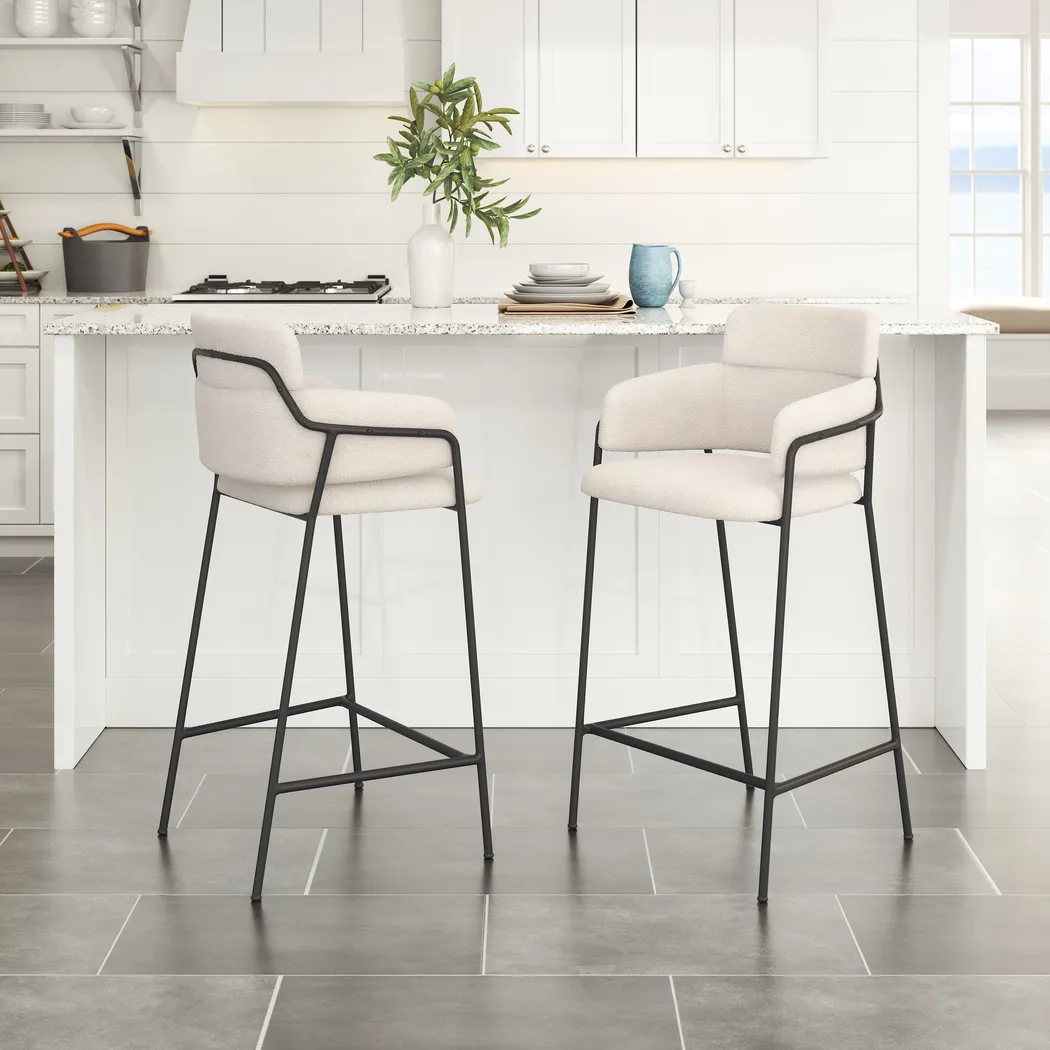 Brynns White Counter Height Stool, Set of 2 - Thumbnail - Image 2