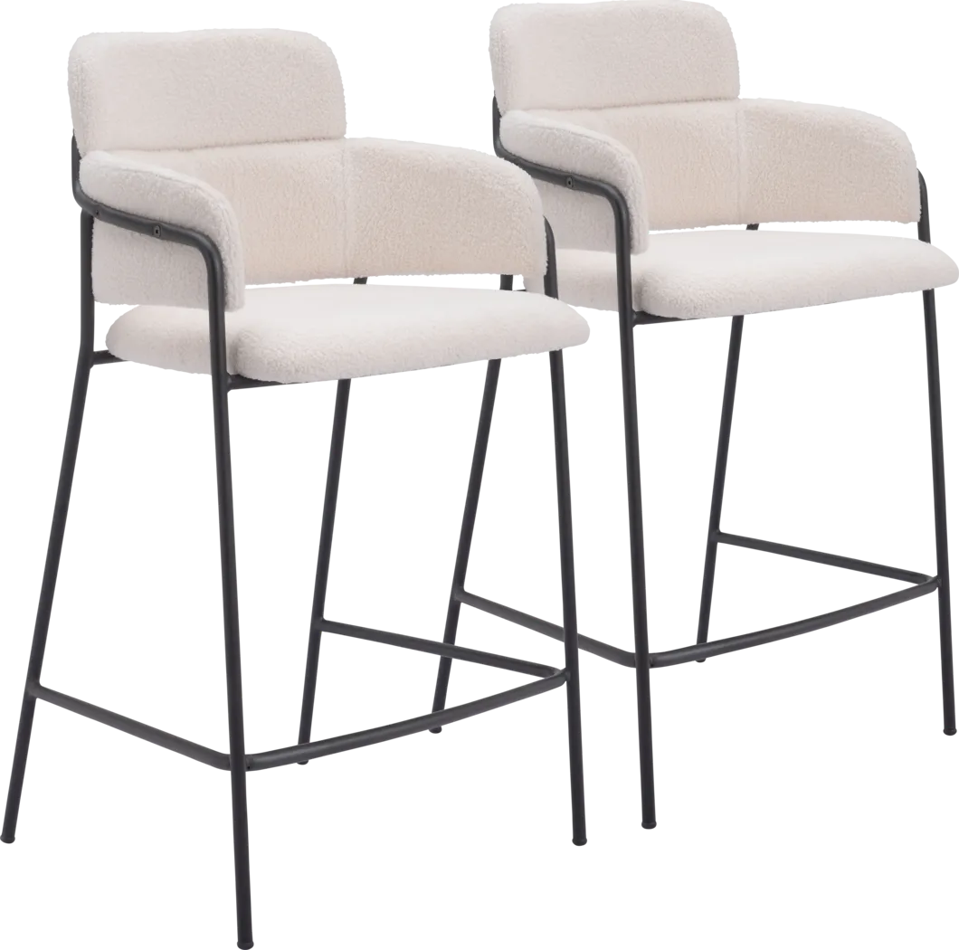 Brynns White Counter Height Stool, Set of 2 - Thumbnail - Image 1