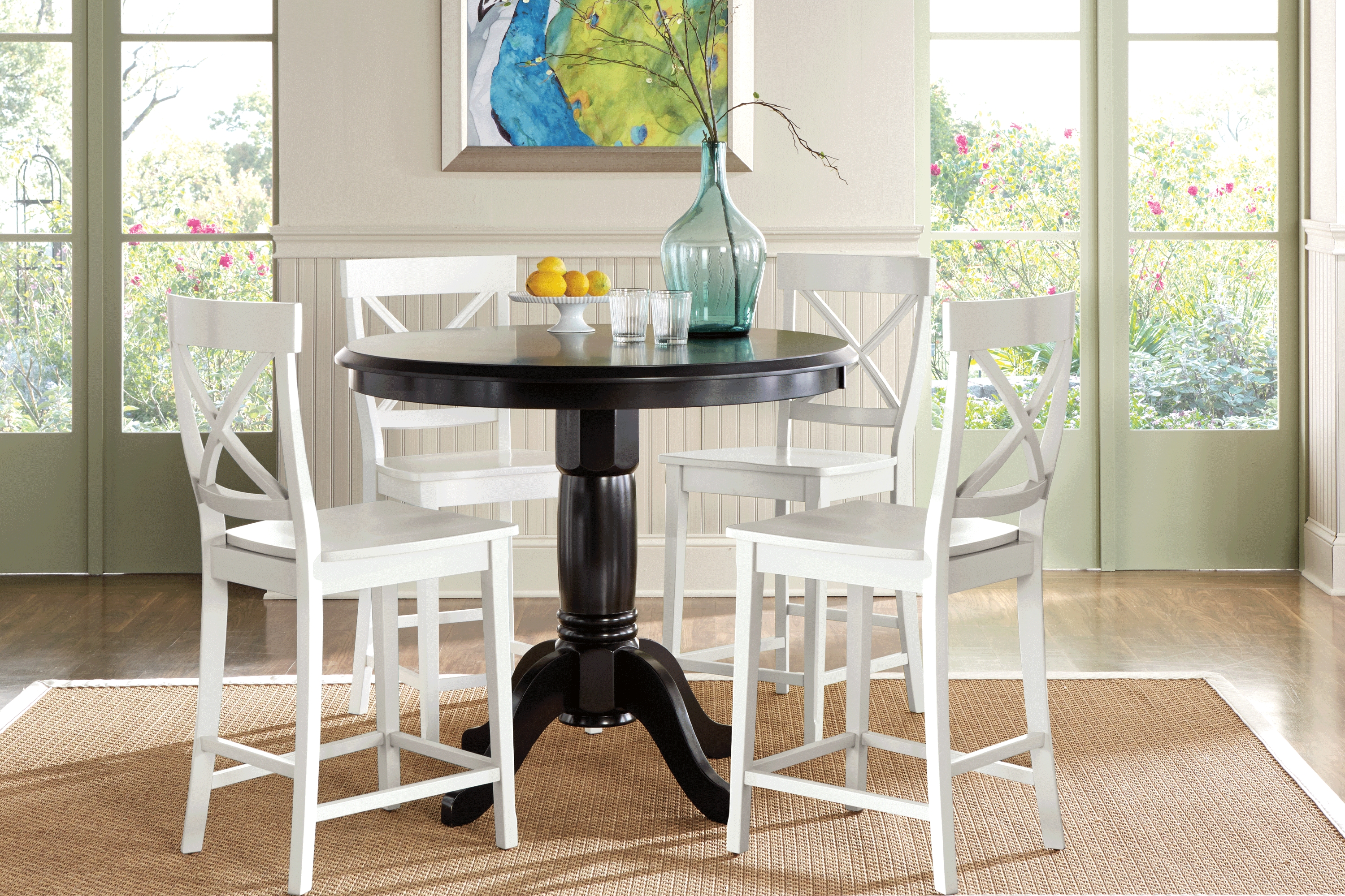 Brynwood Black 5 Pc Counter Height Dining Set with White Stools - Thumbnail - Image 1