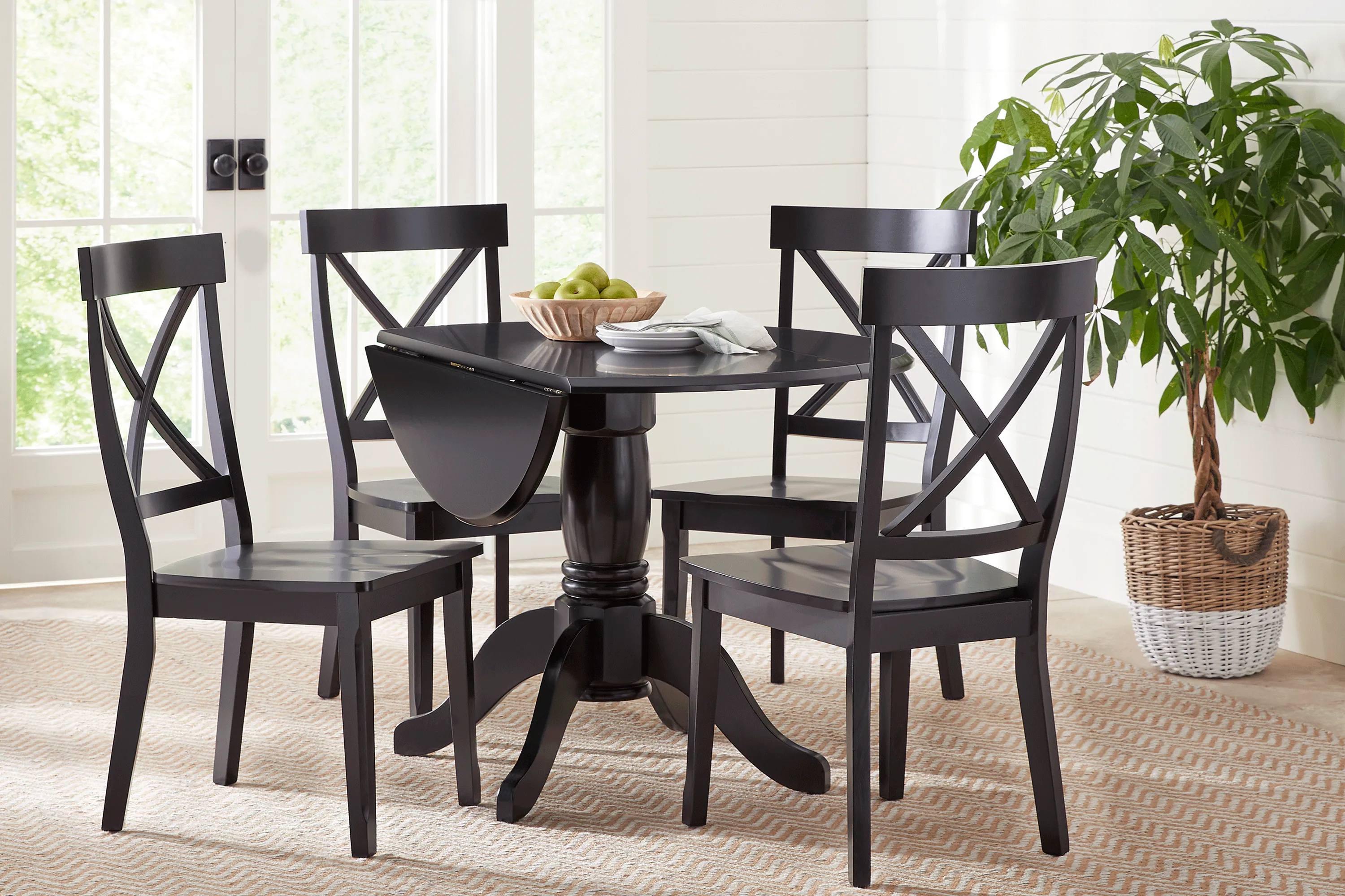 Brynwood Black 5 Pc Drop Leaf Dining Set with Black Chairs - Thumbnail - Image 1