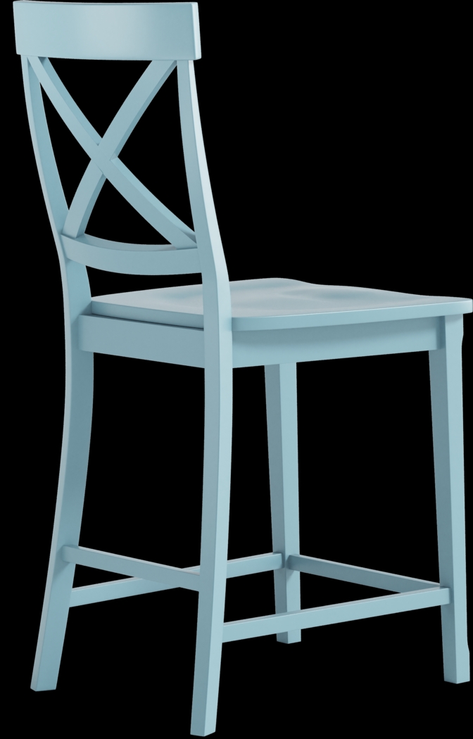 Brynwood White 5 Pc Counter Height Dining Set with Blue Stools - Thumbnail - Image 7