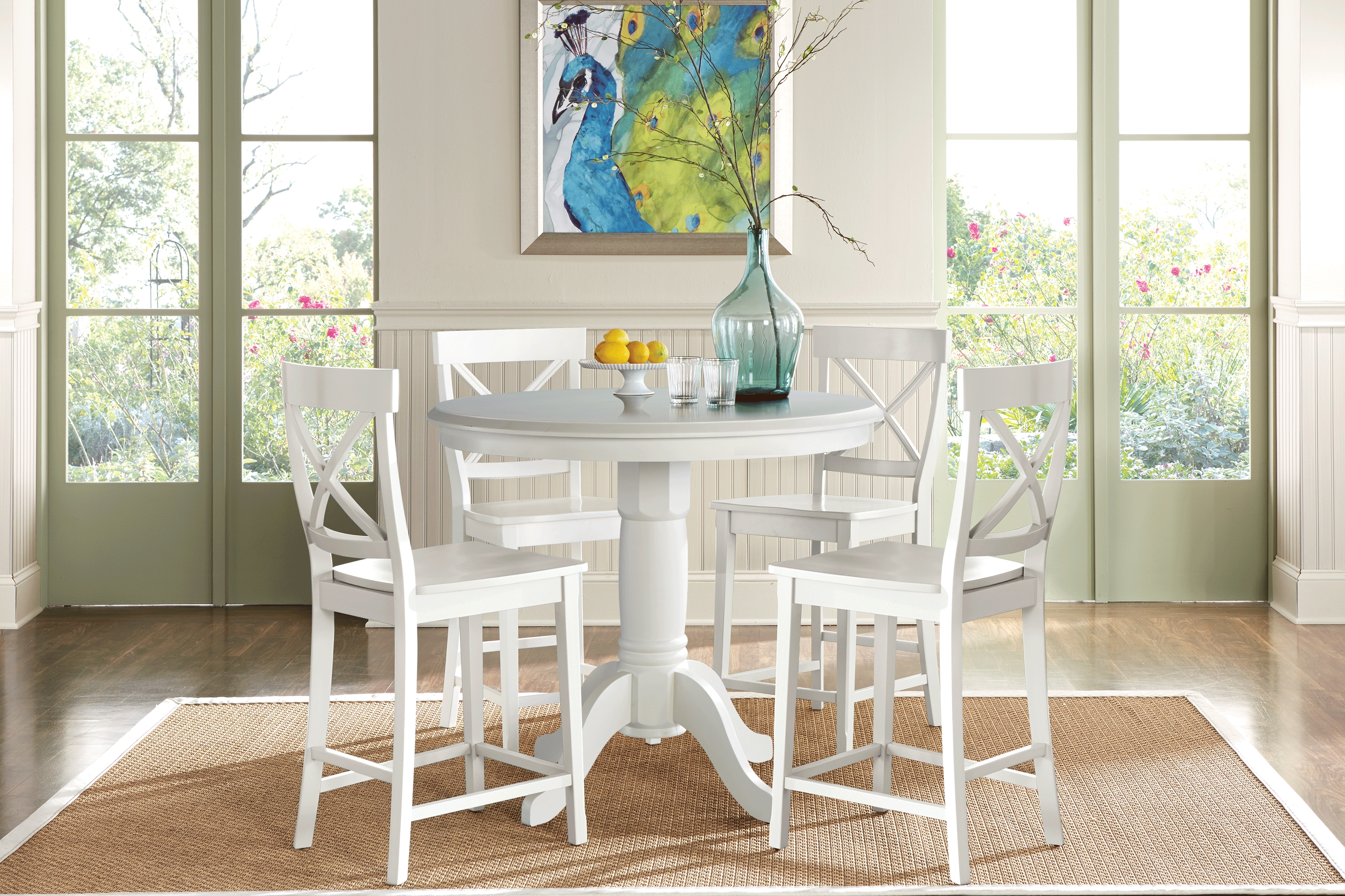 Brynwood White 5 Pc Counter Height Dining Set with White Stools - Thumbnail - Image 1