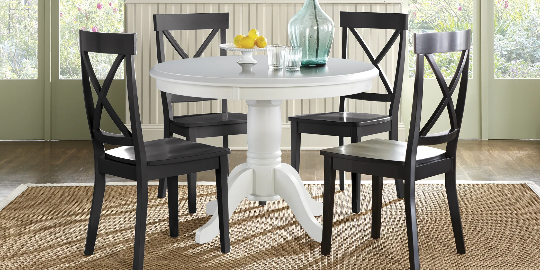Brynwood White 5 Pc Round Dining Set with Black Chairs - Thumbnail - Image 1
