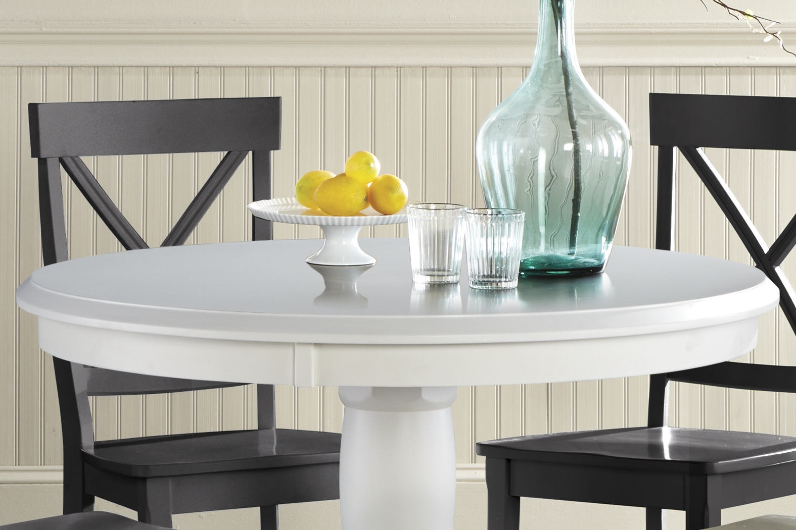 Brynwood White 5 Pc Round Dining Set with Blue Chairs - Thumbnail - Image 5