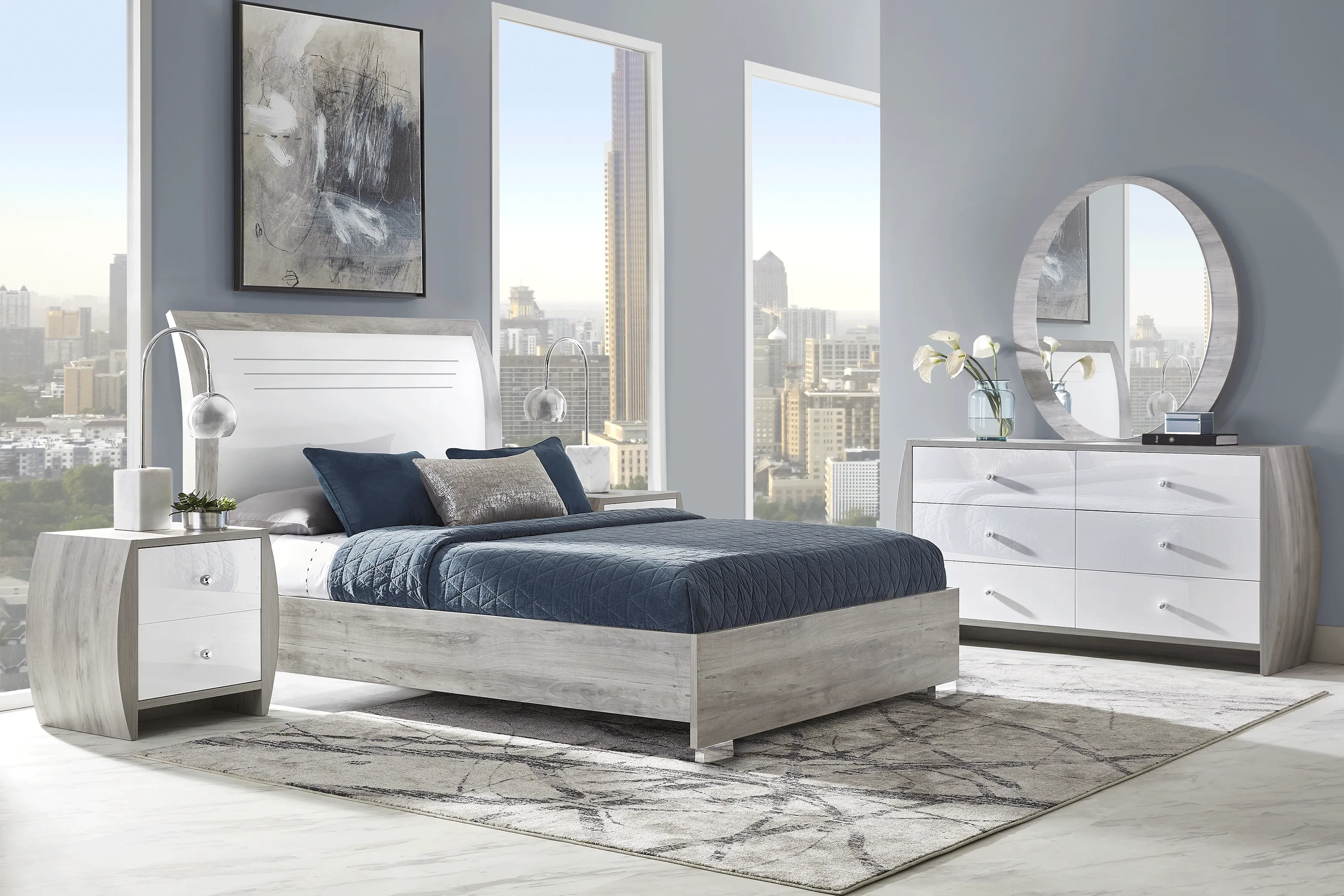 Buccone Heights White 5 Pc King Bedroom - Thumbnail - Image 1