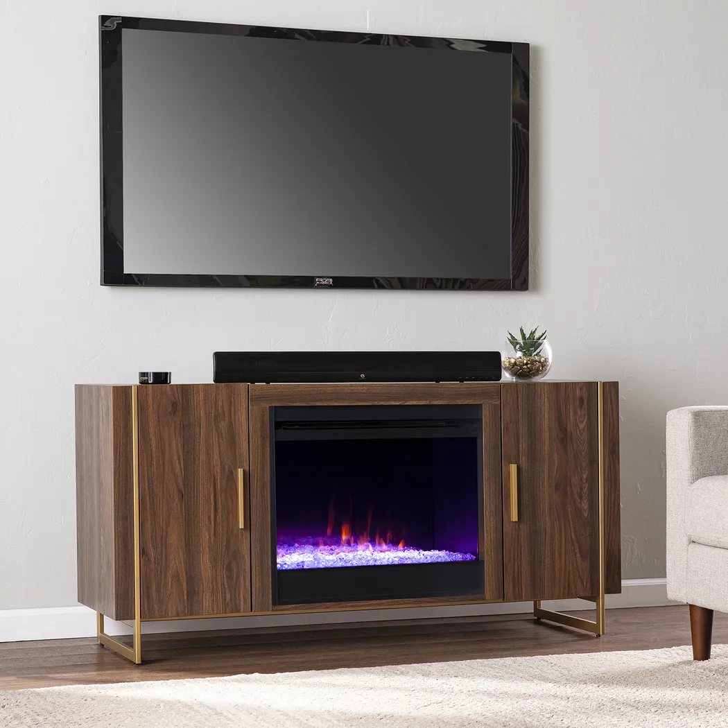 Buckthorne I Brown 55 in. Console, With Color Changing Electric Fireplace - Thumbnail - Image 3