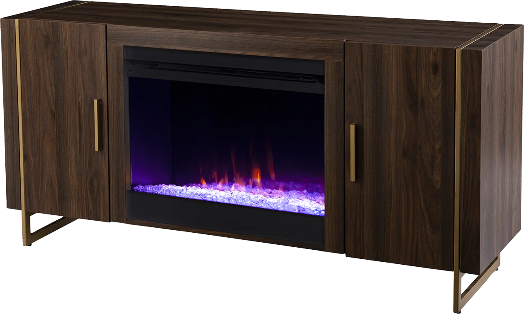 Buckthorne I Brown 55 in. Console, With Color Changing Electric Fireplace - Thumbnail - Image 1