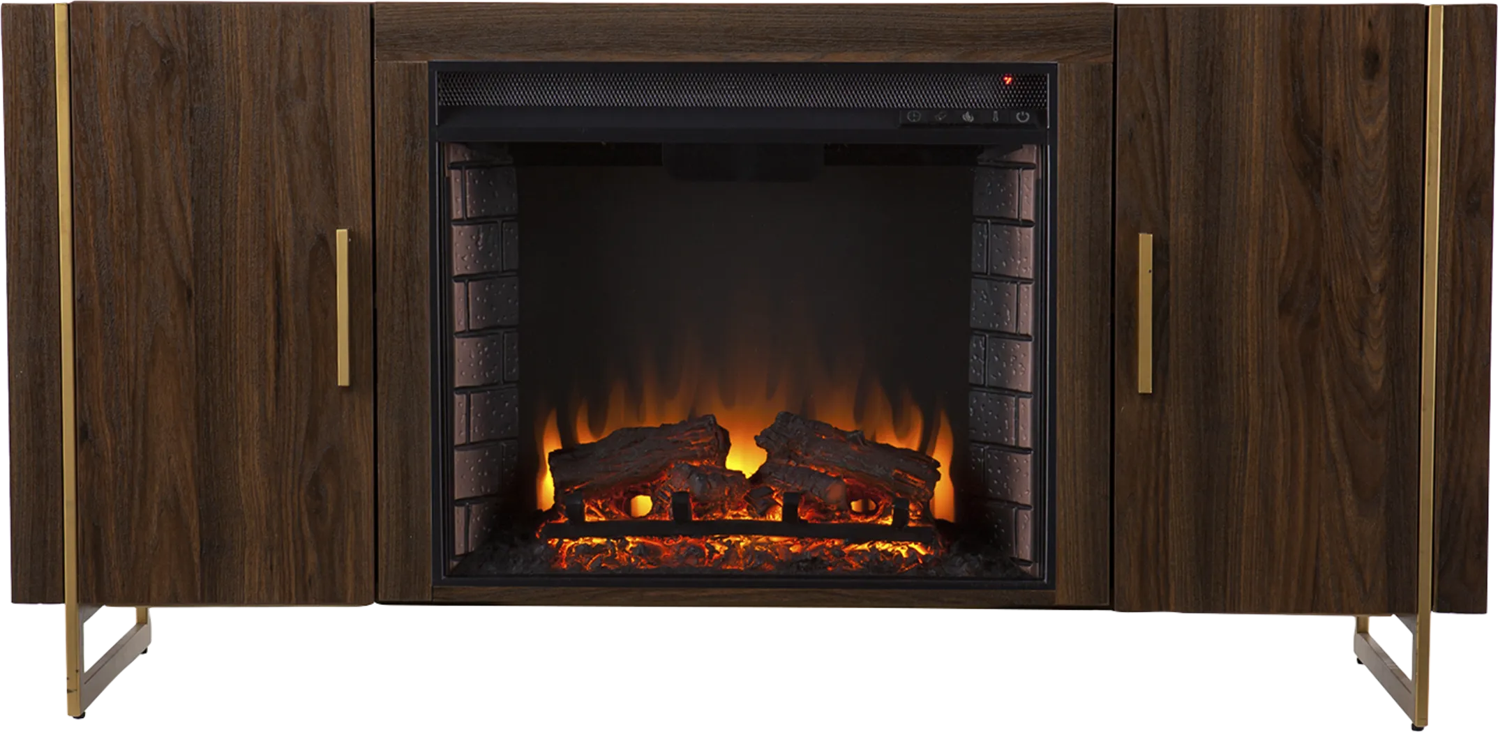 Buckthorne II Brown 55 in. Console With Electric Log Fireplace - Thumbnail - Image 2