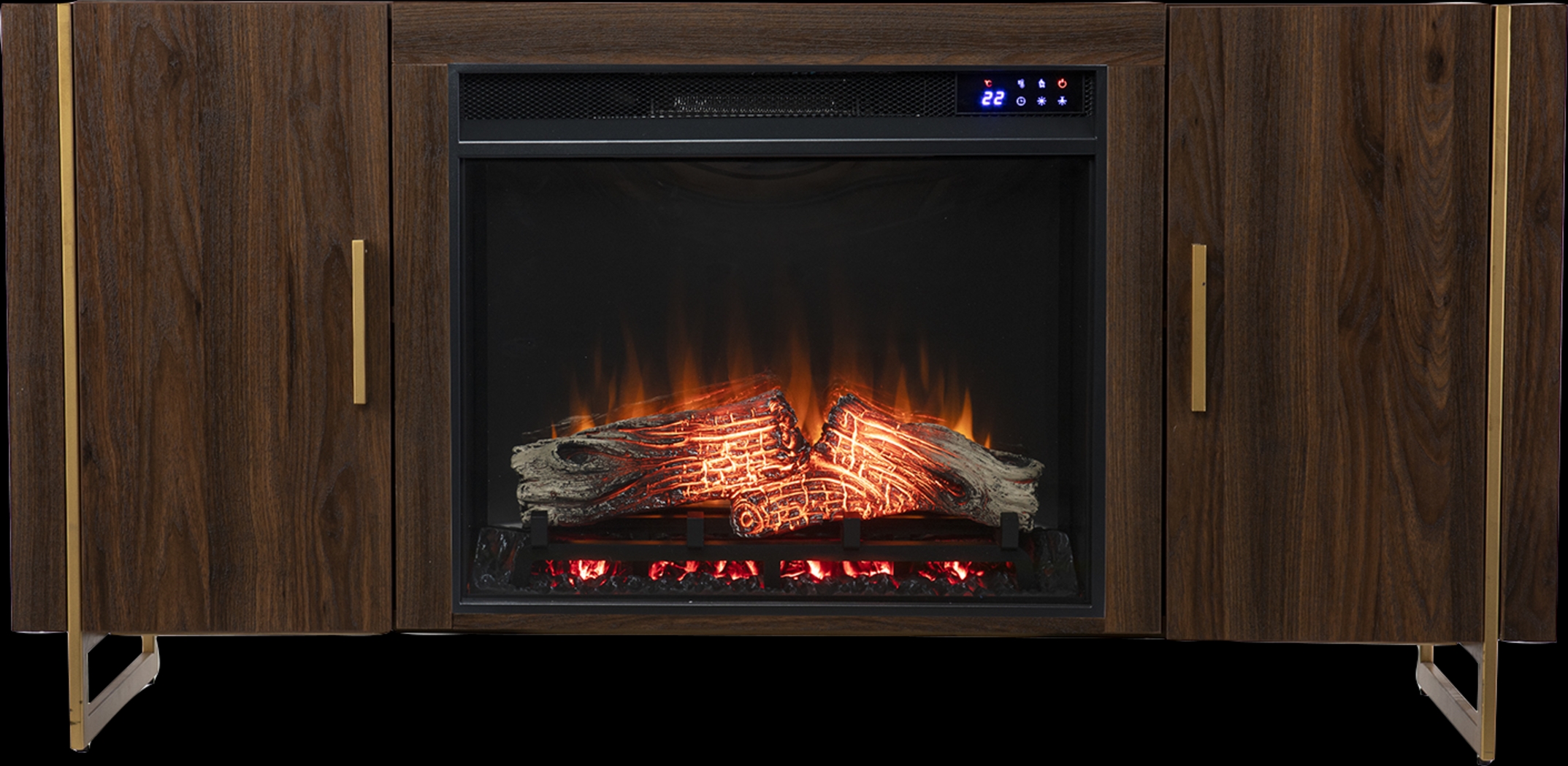 Buckthorne IV Brown 55 in. Console With Touch Panel Fireplace - Thumbnail - Image 2